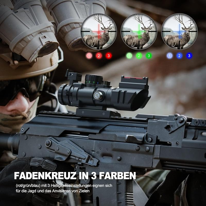 Feyachi 4x32 mm Piros/Zöld/Kék Világító Puska Távcső Airsoft Vadászat Számára