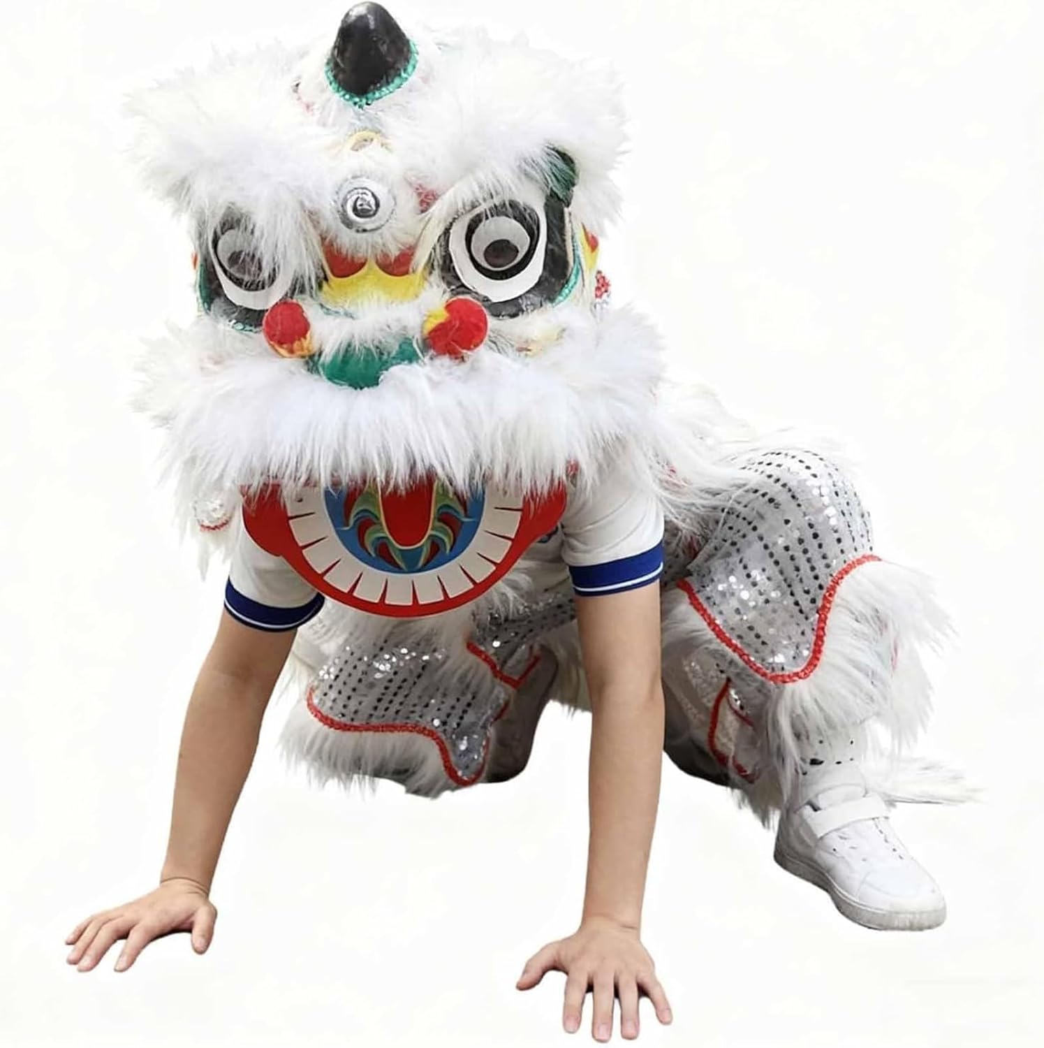 Lion Dance Mascot Costume 35 cm Traditional Chinese Lion Dance Costume for Shows Parties and Festivals