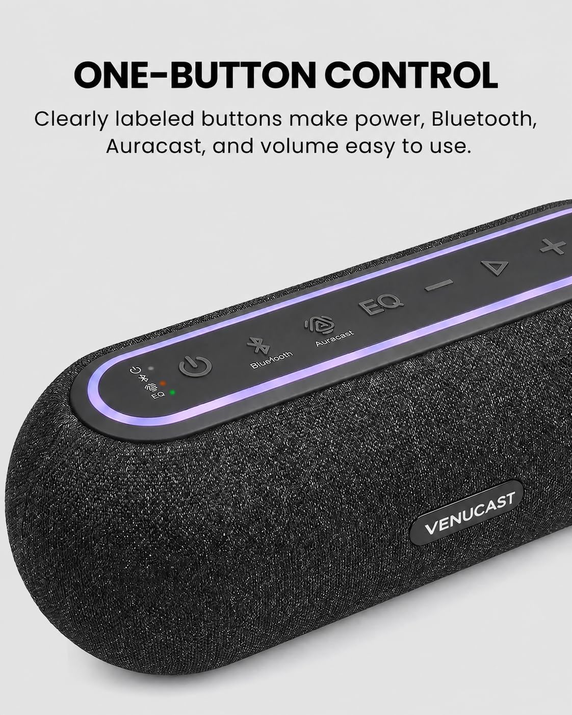 Venucast Harmony A2 Solo – Sistema Di Altoparlanti Wireless Auracast Per Audio Di Sottofondo In Casa, Espandibile, Controllo A Un Pulsante, Bluetooth/Ottico/AUX, Per Negozi E Piccoli Ambienti
