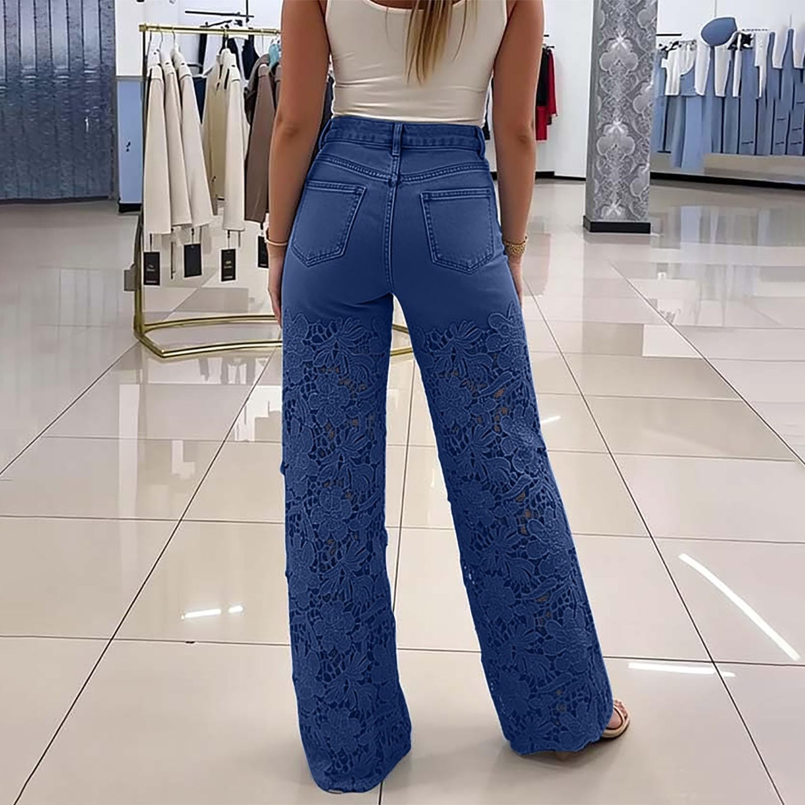 Jeans Donna Vita Alta Palazzo Jeans Baggy Leggeri Larghi Pantaloni Denim Elasticizzati Casual Gamba Larga Moda Pantaloni Vita Alta Curvy Tempo Libero con Tasche Streetwear Wide Leg Comodi Oversize