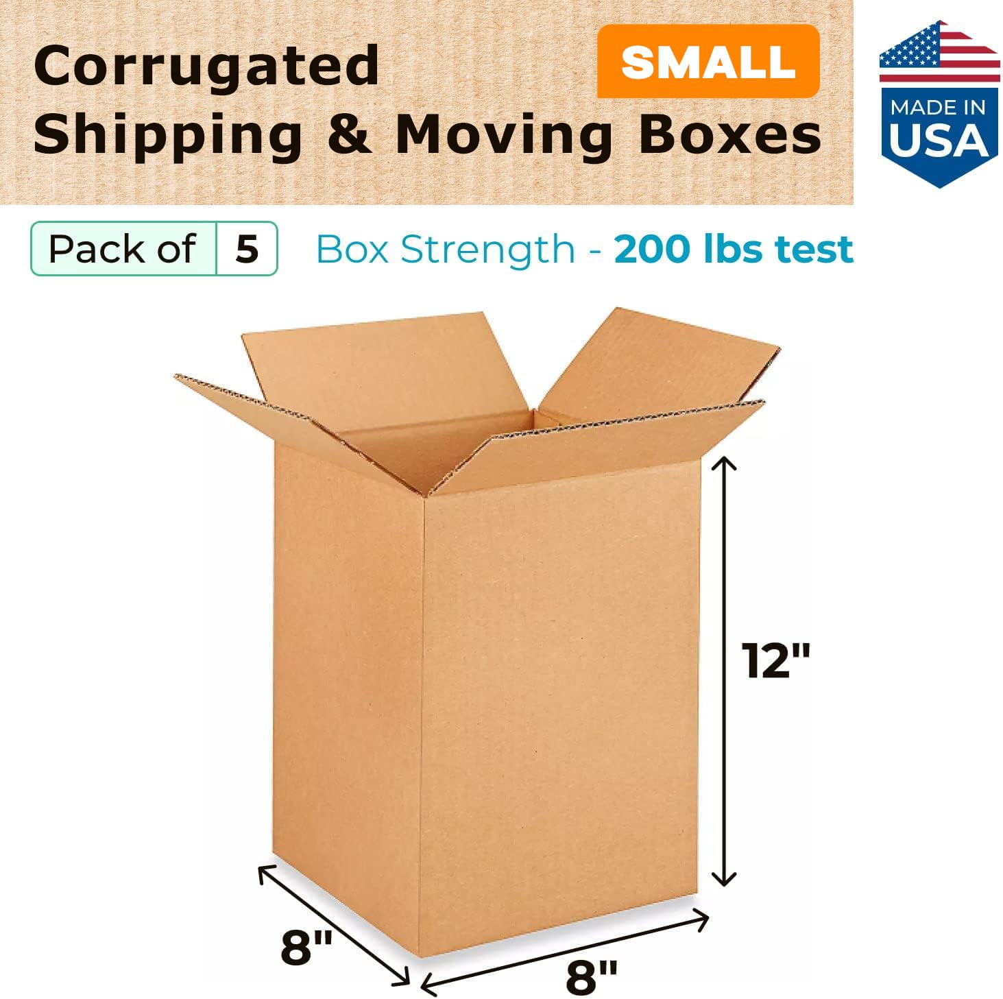 IDL Packaging Cajas de envío pequeñas de cartón corrugado de 8 pulgadas de largo x 8 pulgadas de ancho x 12 pulgadas de alto (paquete de 5) – Excelente elección de cajas de embalaje resistentes para