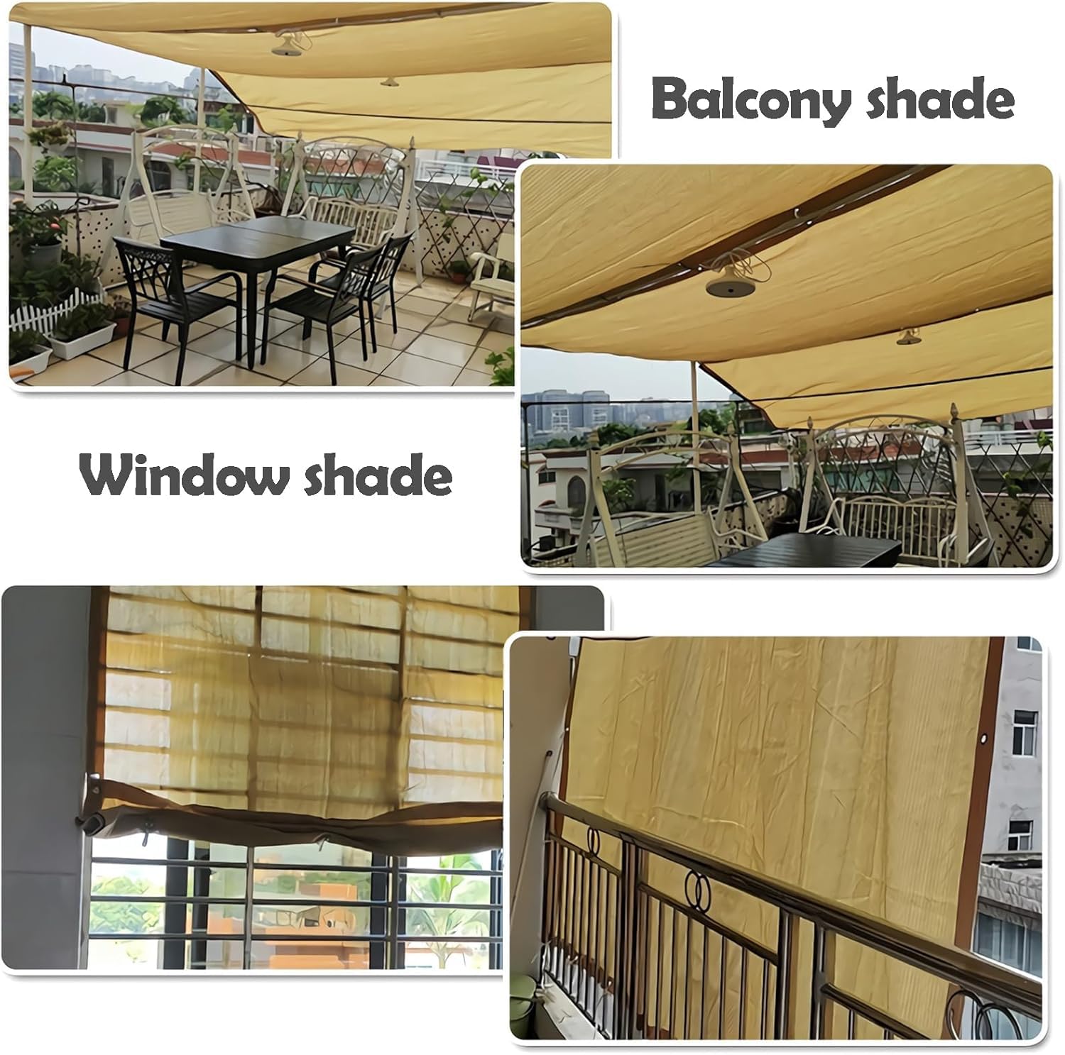 Sonnensegel,80-95% UV-Block Sonne 4x4m Schatten Segel mit Ösen Rechteckig Luftdurchlässig,Schattiernetz für Garten Innenhof Outdoor Terrasse Balkon GewäChshaus,Schattentuch,Beige