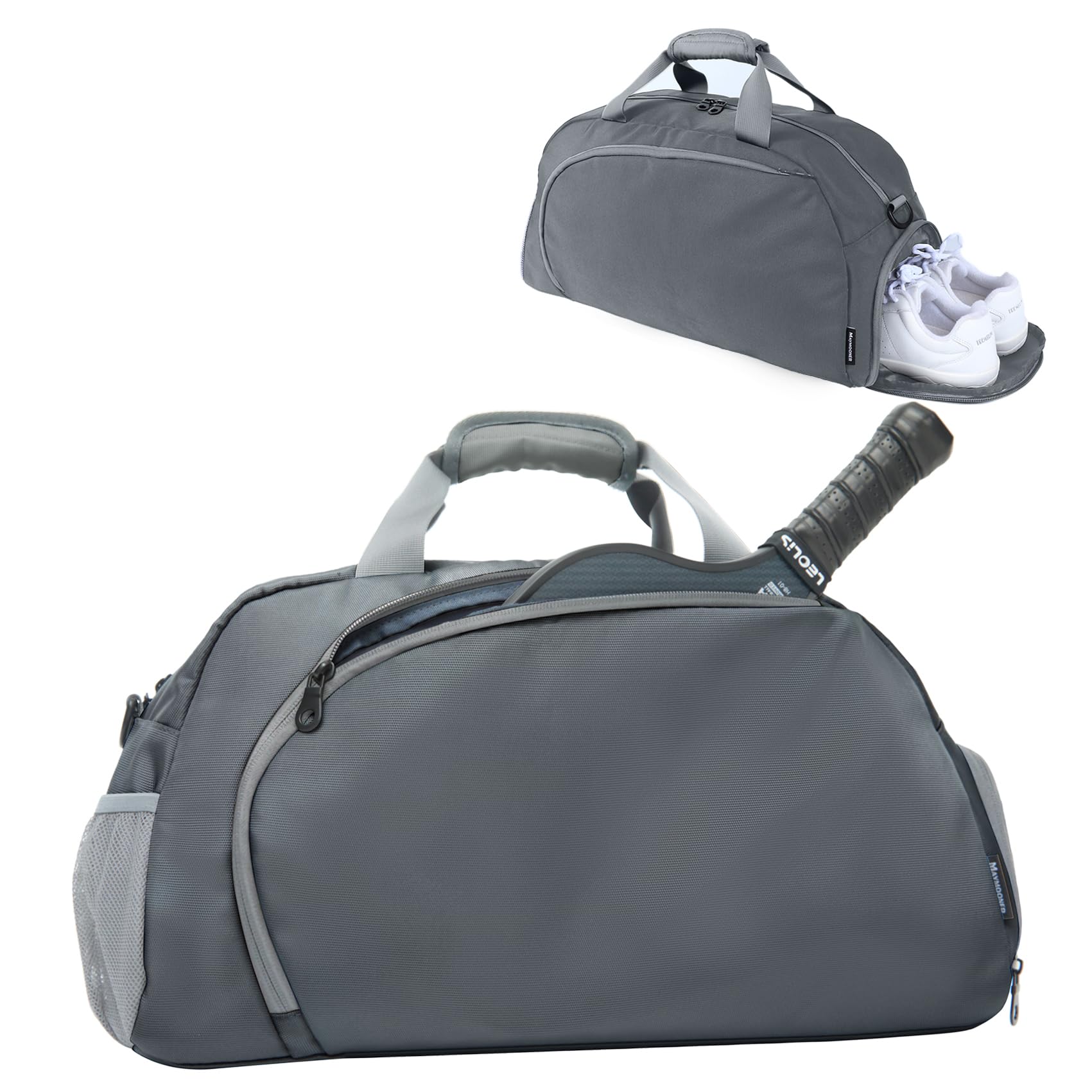 Borsone da uomo e da donna, borsa da palestra, borsa a tracolla per weekend, con tasca bagnata e scomparto per scarpe, Grigio scuro