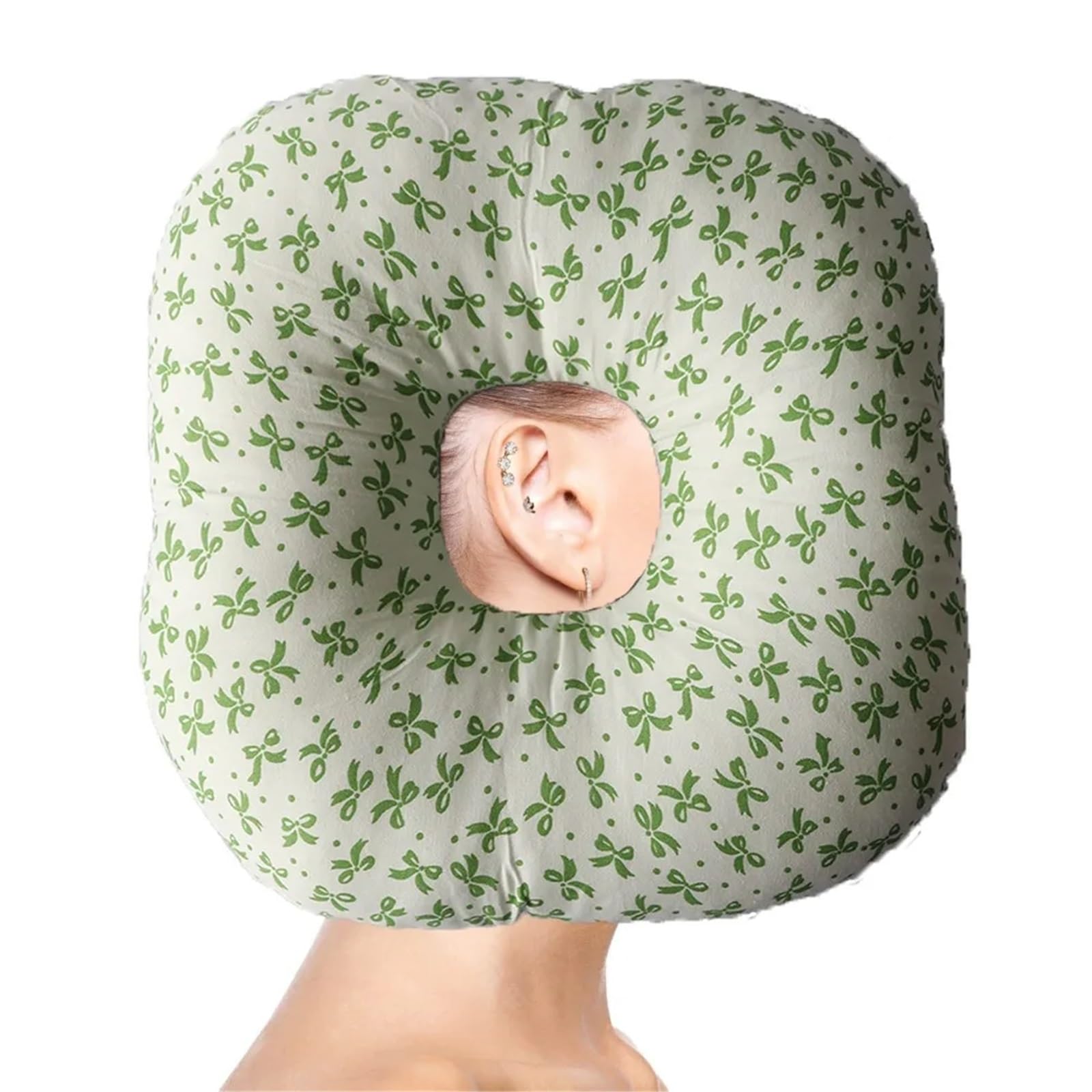 LuoAXINN Piercing Pillow Cotton Filling Ear Piercing Pillow Breathable Portable with Hole Comfortable Ergonomic Earring(Green)