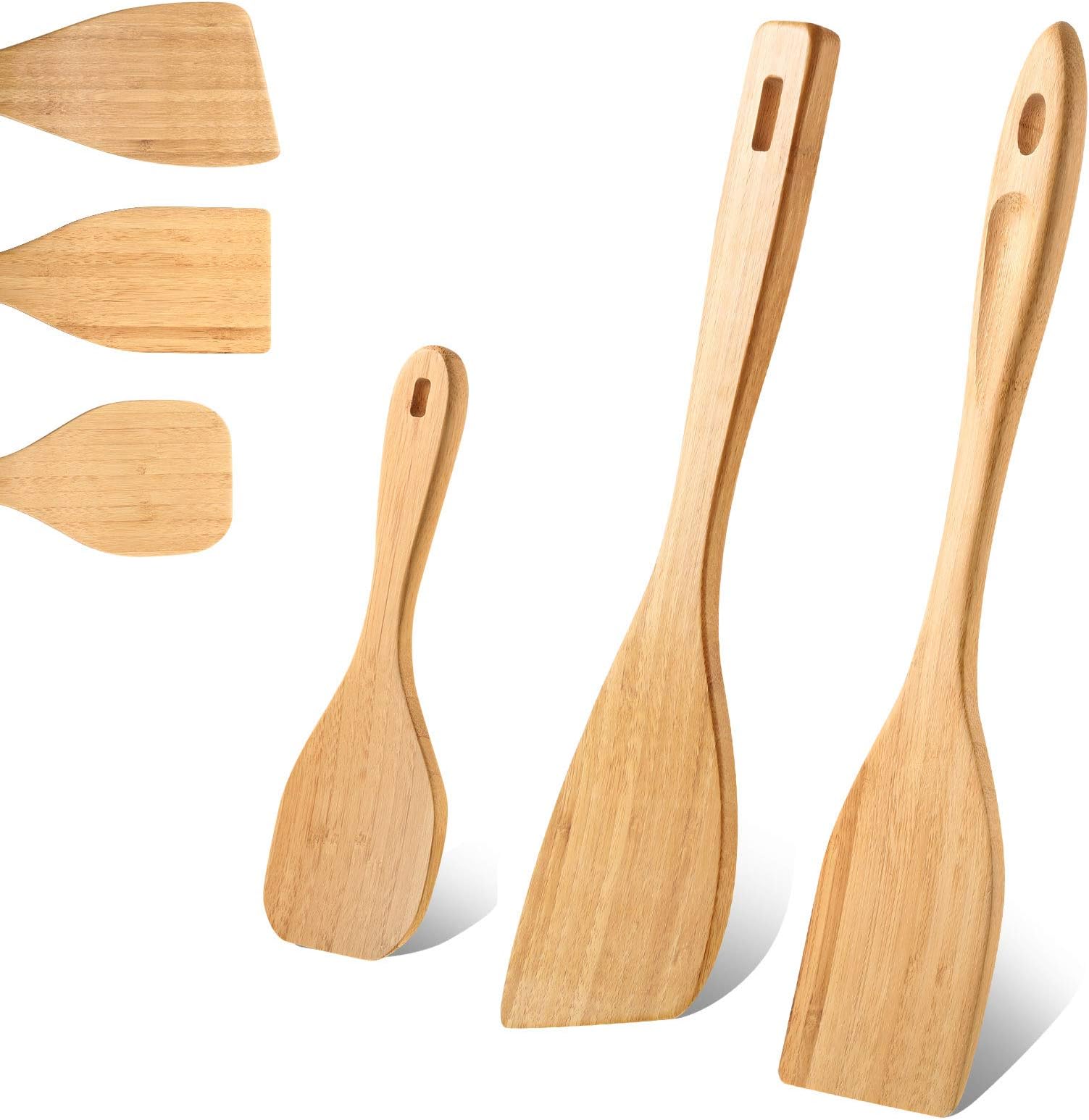3 Pieces Bamboo Cooking Spatula and Paddle Set Bamboo