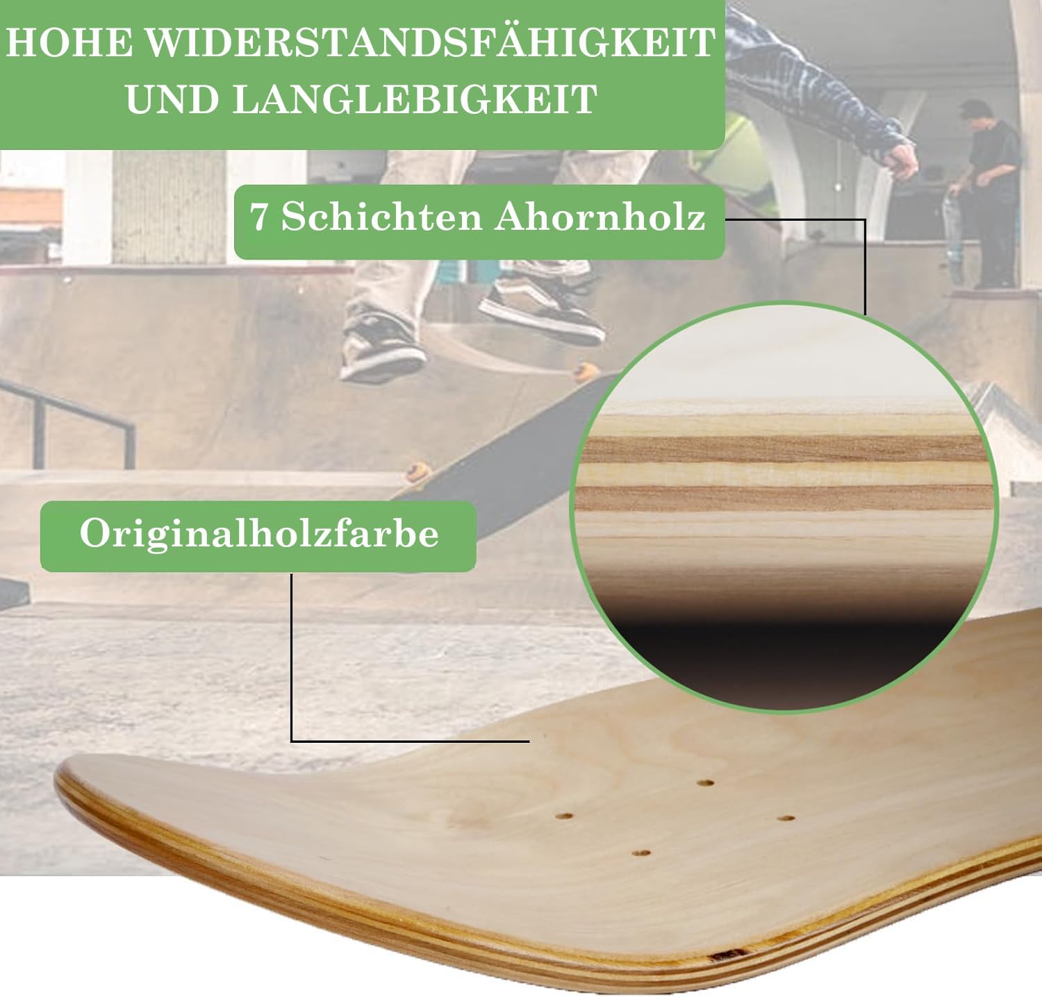 uyoyous 2 Stück Blank Skateboard Decks, 7-lagiges Ahorn Skateboard Deck, konkaves Skateboard für Kinder, Erwachsene, Mädchen, Jungen, Anfänger und Profis, 79x20cm