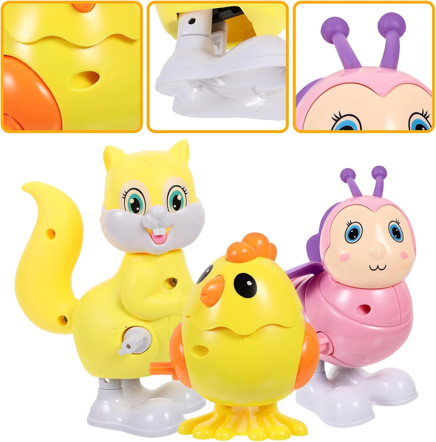 3pcs Clockwork Jumping Animals for Portable Spring Wind-up Creative S for Hand-Eye Coordination and Interactive Play Random Color