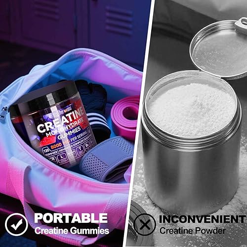 Miniatura 6 de Gomitas de monohidrato de creatina, 8000 mg para hombres y mujeres, 120 gomitas de creatina para el crecimiento muscular, fuerza y recuperación,