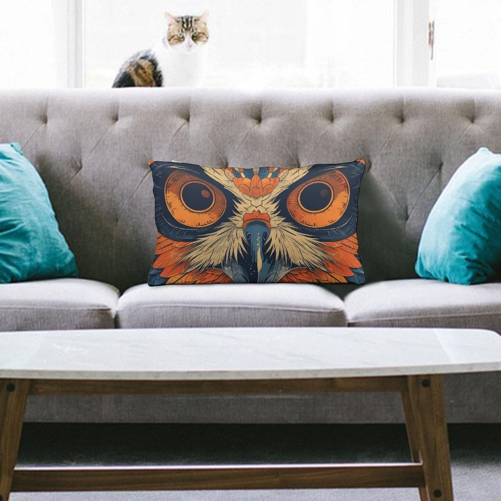 NTVOWPZO Decoration Throw Pillow Covers 8"x12" Pillowcases Covers Retro Color Owl Soft Pillowcases Modern Farmhouse Home Decor Sofa Cushions Covers for Couch Bed Living Room