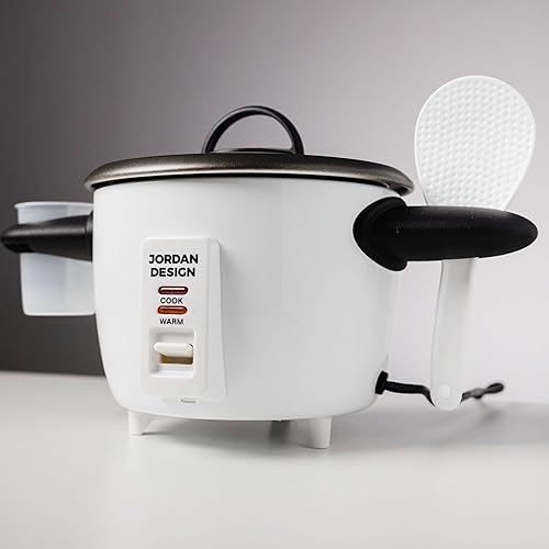 Miniatura 2 de Jordan Design Easy Find - Arrocera de 6 tazas (cocida), olla arrocera de un solo toque, blanca, olla arrocera pequeña