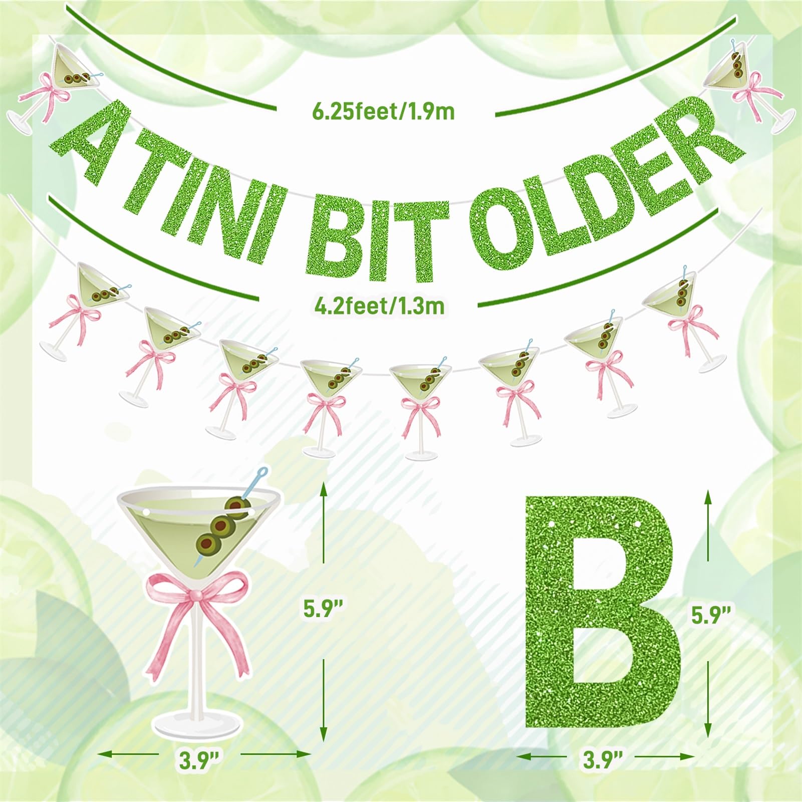 A Tini Bit Older Banner – Martini Bar Party Dekorationen, Weenies und Tinis Banner, Tini Bar Themed Bachelorette Party Dekoration Supply Green Absinth Glitter