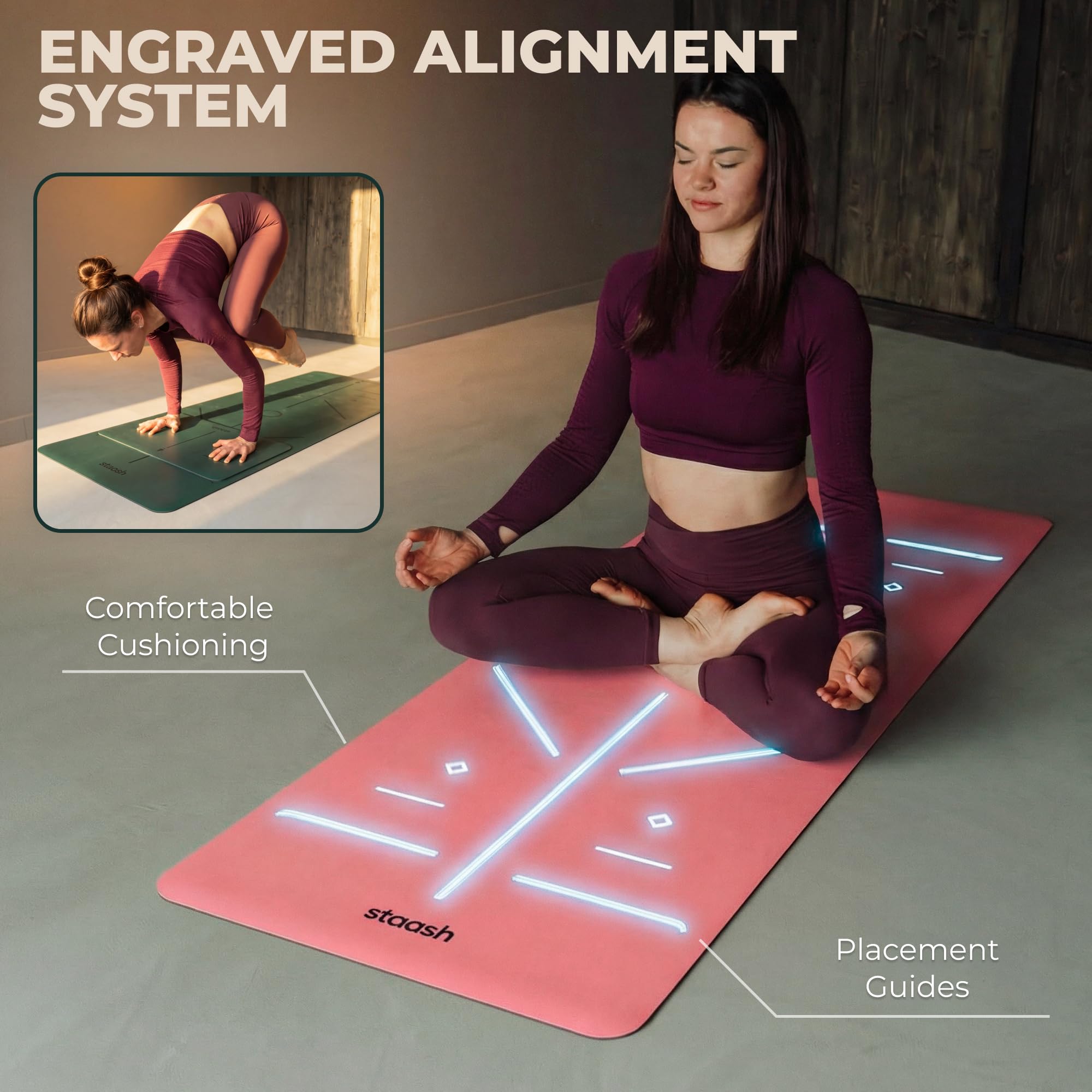 STAASH Yogamatte Set 4-teilig – rutschfest, Naturkautschuk 4,5 mm