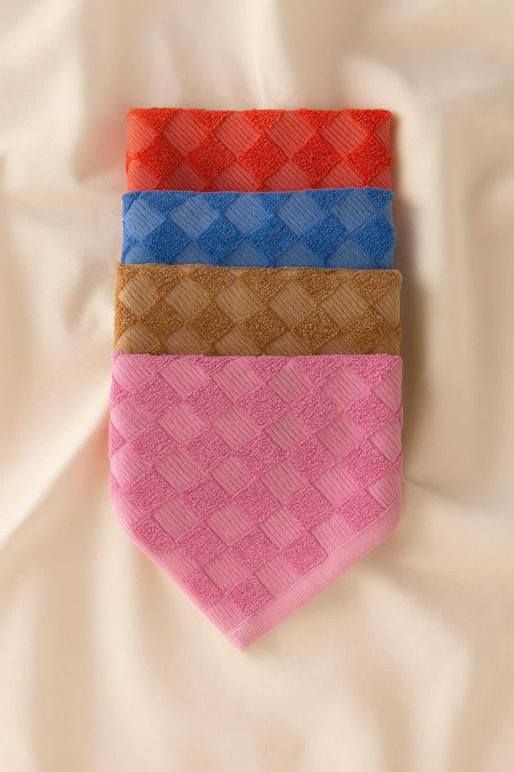 ALLY VINNY Women’s 100% Cotton Towel Handkerchiefs Set of 6 | Self Check Quilted Square Pattern Hankies | Ultra Soft Absorbent Daily Use Face Towels for Women & Girls | 25 x 25 CM Multicolor 3