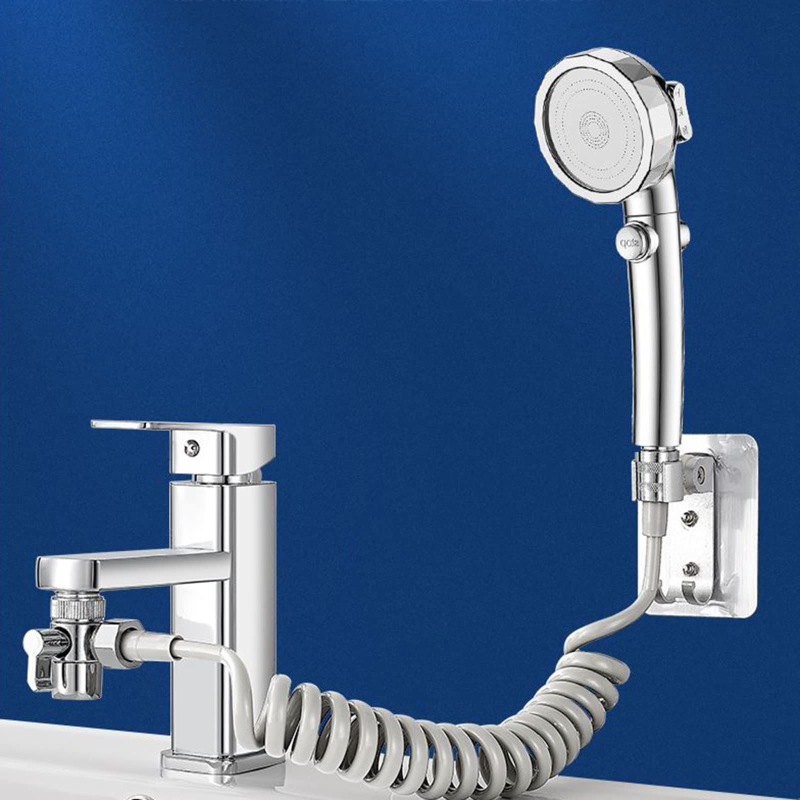 Spülbeckenarmatur Mit Handbrause & 6 Adaptern – 2 M Schlauch, ON/OFF-Taste, Silber