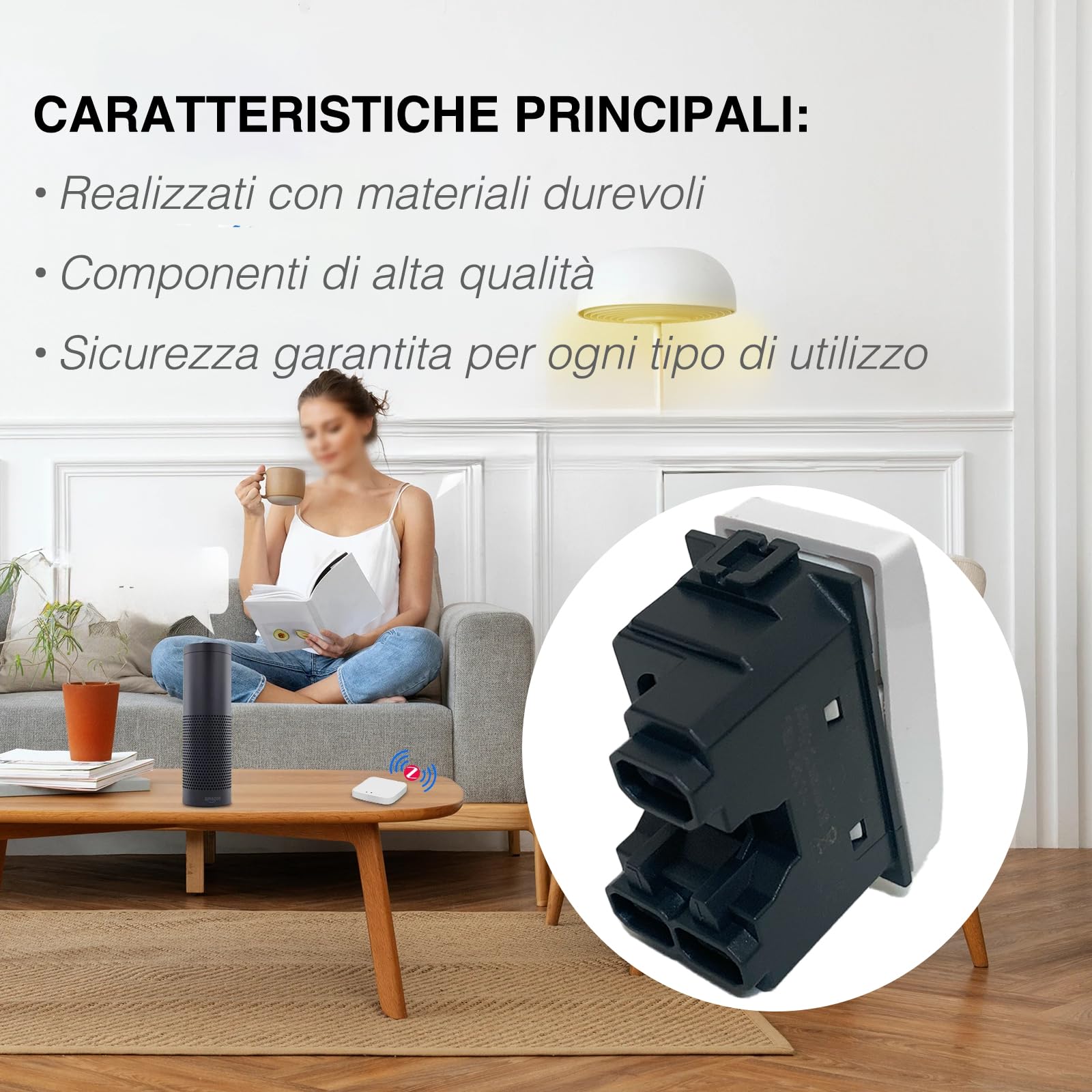 Set di 4 Interruttori Compatibili con bticino Matix, Interruttore Ideali per Frutti Elettrici e Compatibili con Bticino Matix Pulsanti (4 Interruttori Unipolari)