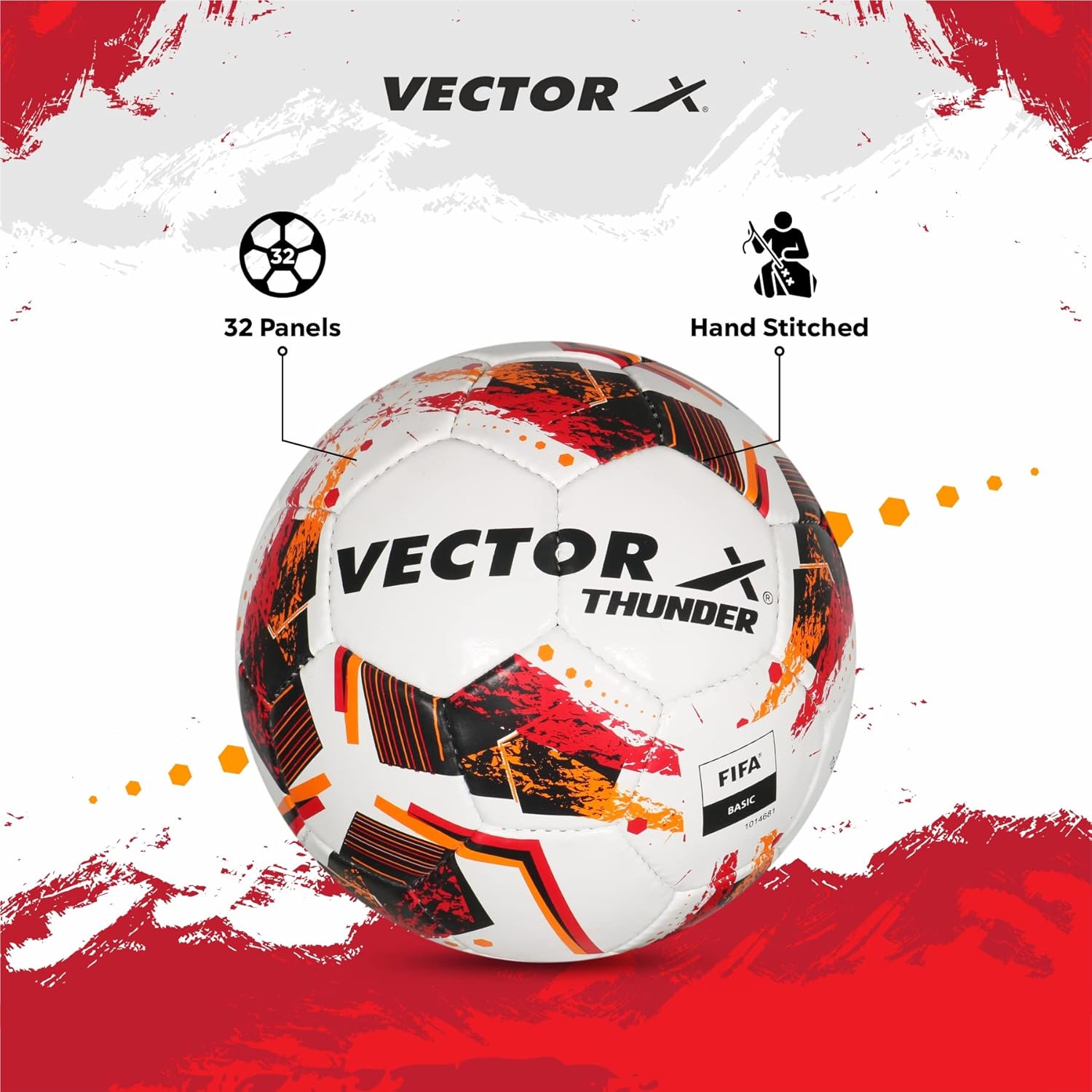 Vector X Thunder FIFA Basic Football (White-Red)