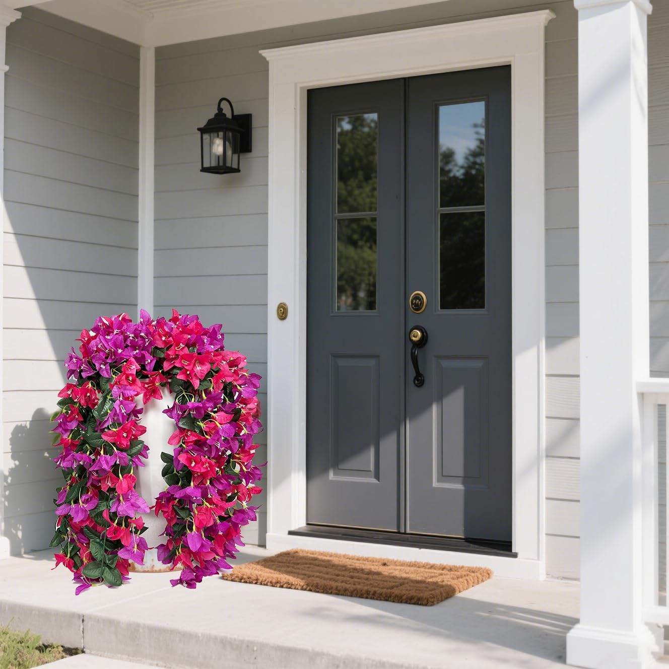 Artificial Fake Hanging Flowers for Outdoors Decorations - 2 Bundles Uv Resistant Faux Plants Outdoor Indoor Planter Decor for Balcony Yard Porch Garden Patio Home Decor(Mixed Color) - Image 2