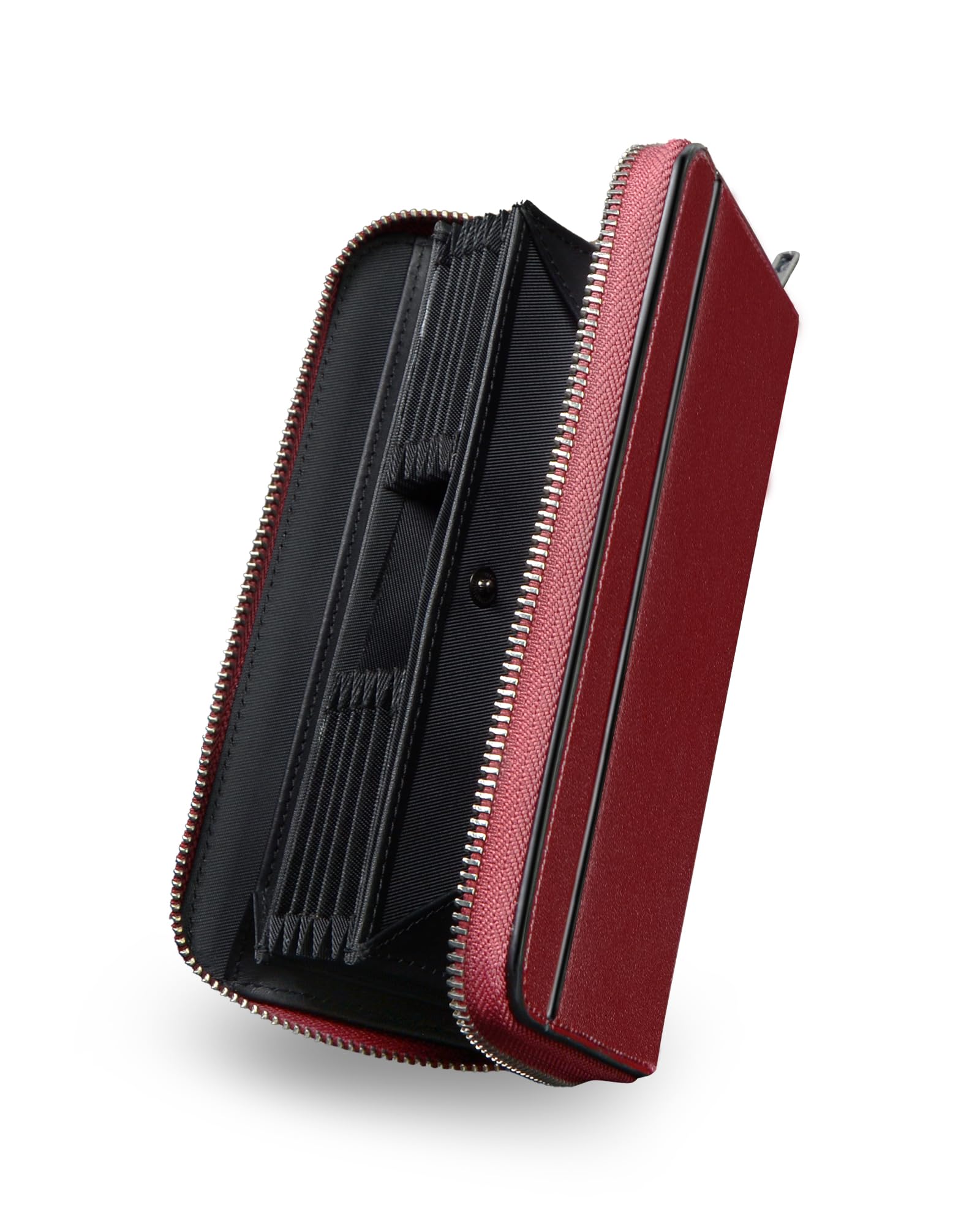 Tochigi Leather Long Wallet Wine Red YKK Excela 16 Cards Cowhide Japan