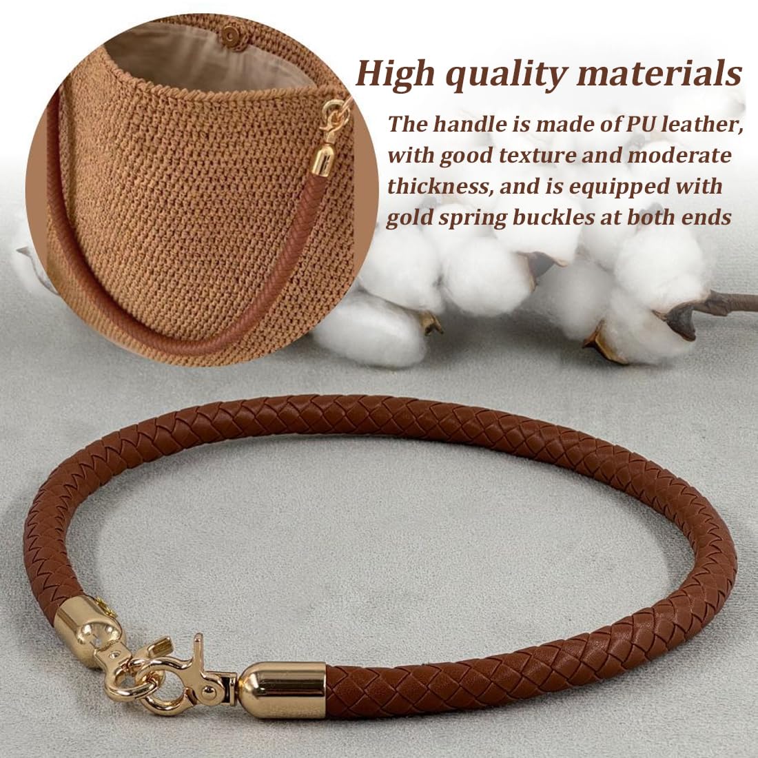 2 Pezzi Tracolla in Pelle per Borsa, Manico di Ricambio Corto Intrecciata PU con Fibbie Metallo per Borsetta Fai da Te Borse a Mano, 60cm, Cinturino Marrone