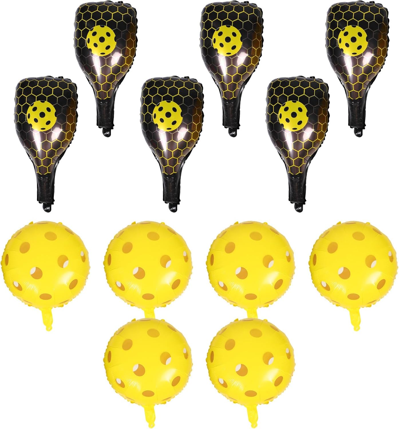 BESTonZON Inflatable Pickleball Paddle Balloons and Aluminum Foil Sports Ball Balloons Party Decorations for Outdoor Birthday and Themed Events, Yellow Paddle and 18-inch Ball Set