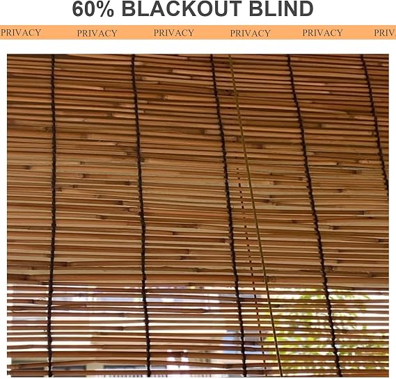 ORANGES Cordless Bamboo Shades Curtain Windows Roll Up Blinds Anti-UV Privacy Decoration Retro Roller Shades 30inch 36inch 40inch 48inch 50inch 60inch 65inch 72inch Wide Cordless Bamboo Blinds Woven