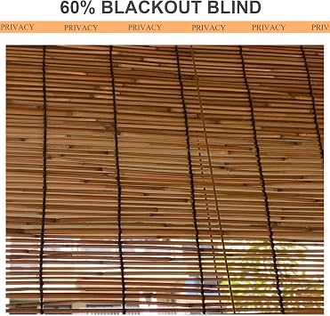 ORANGES Cordless Bamboo Shades Curtain Windows Roll Up Blinds Anti-UV Privacy Decoration Retro Roller Shades 30inch 36inch 40inch 48inch 50inch 60inch 65inch 72inch Wide Cordless Bamboo Blinds Woven