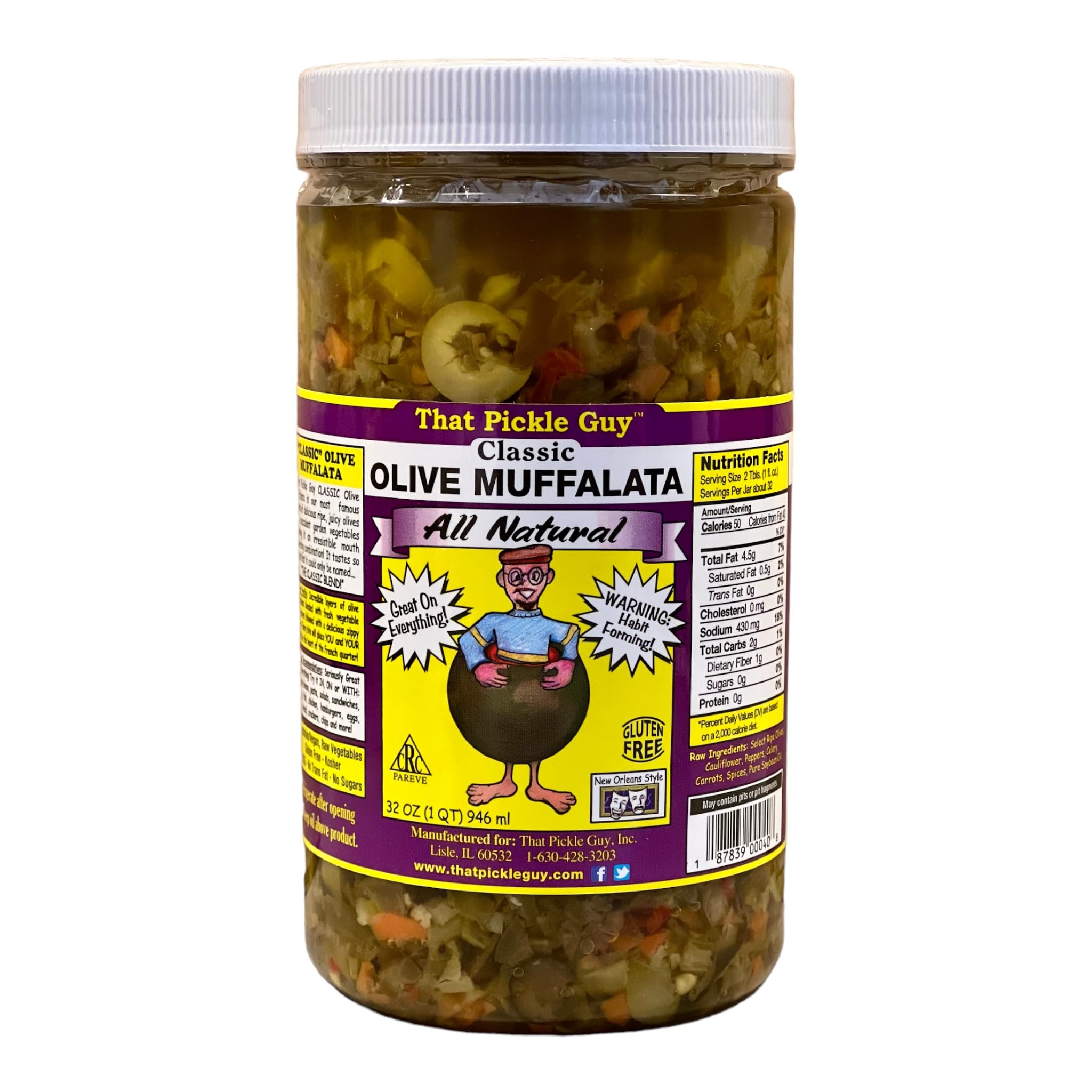 That Pickle Guy New Orleans Style Classic Olive Muffalata (32 floz), Gluten, Sugar-Free, All Natural, Vegan, Best with any Deli, Rich in Flavor