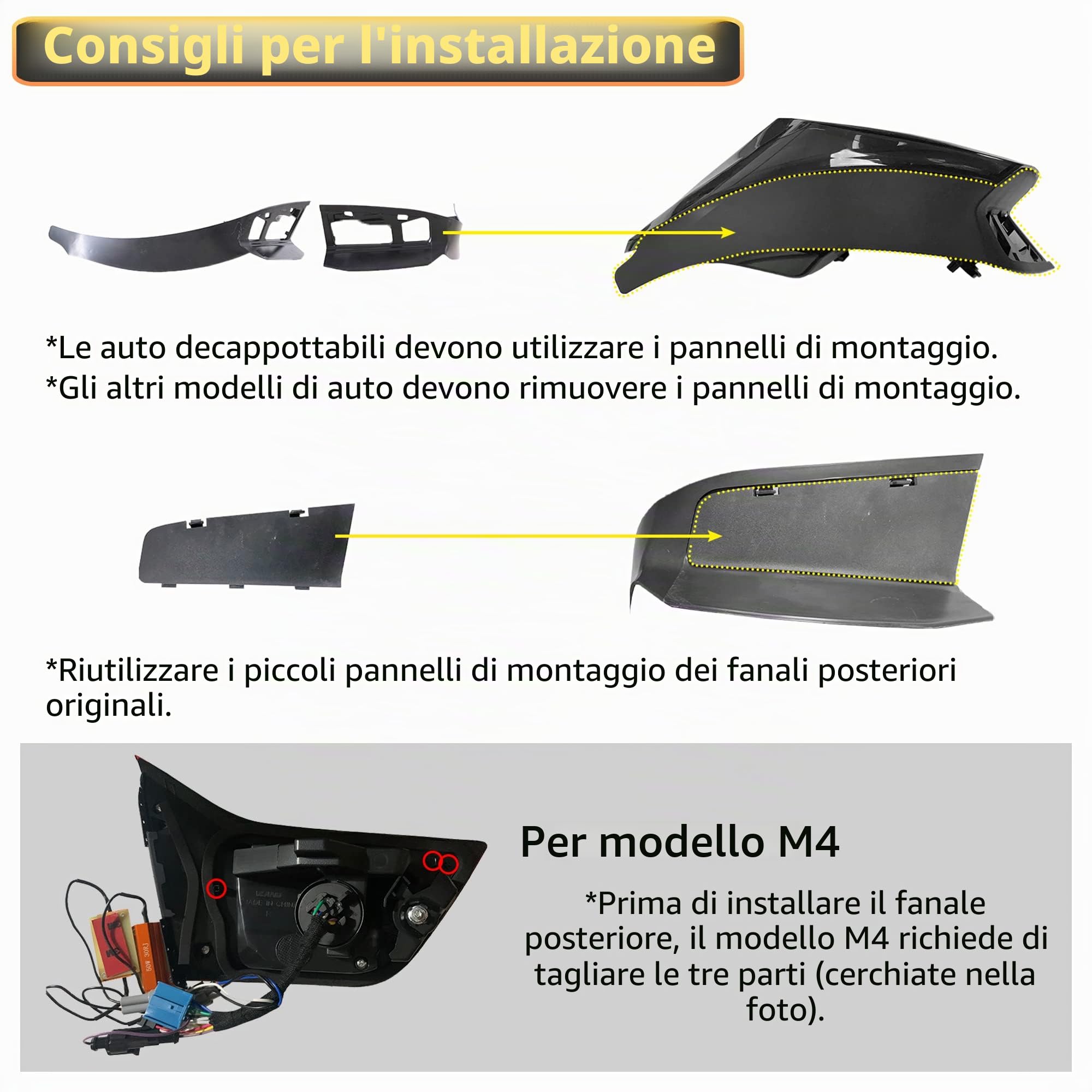 VLAND Fari posteriori LED per M4 GTS F82 F83, Serie 4 F32 F33 F36 Coupé Cabriolet 2014-2020, Con luci diurne dinamiche e indicatori di direzione - Nero