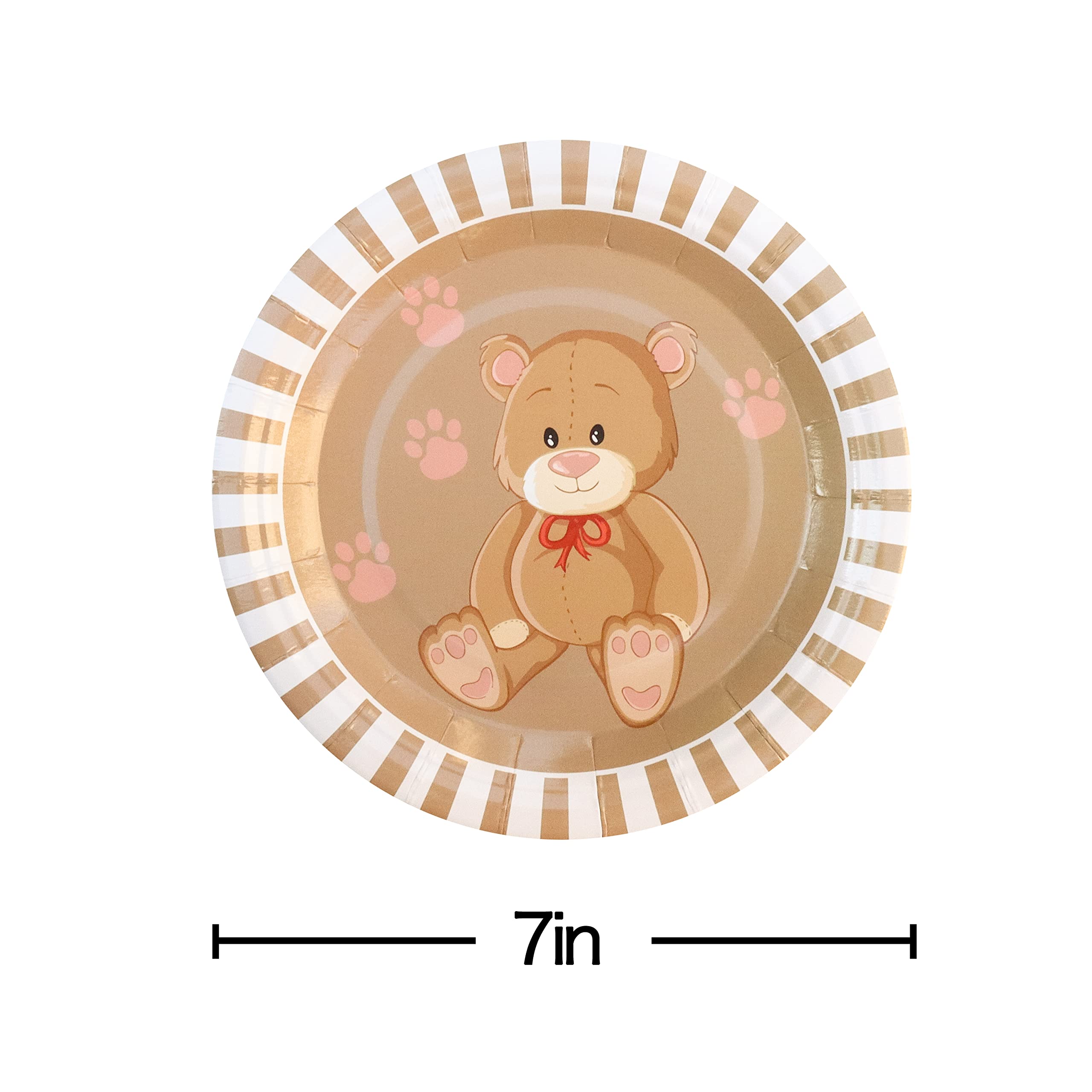 50 Stück Bären-Papp-Dessertteller, 17,8 cm, Einweg-Cartoon-Bär-Kuchenteller für Babyparty und Geburtstagsparty