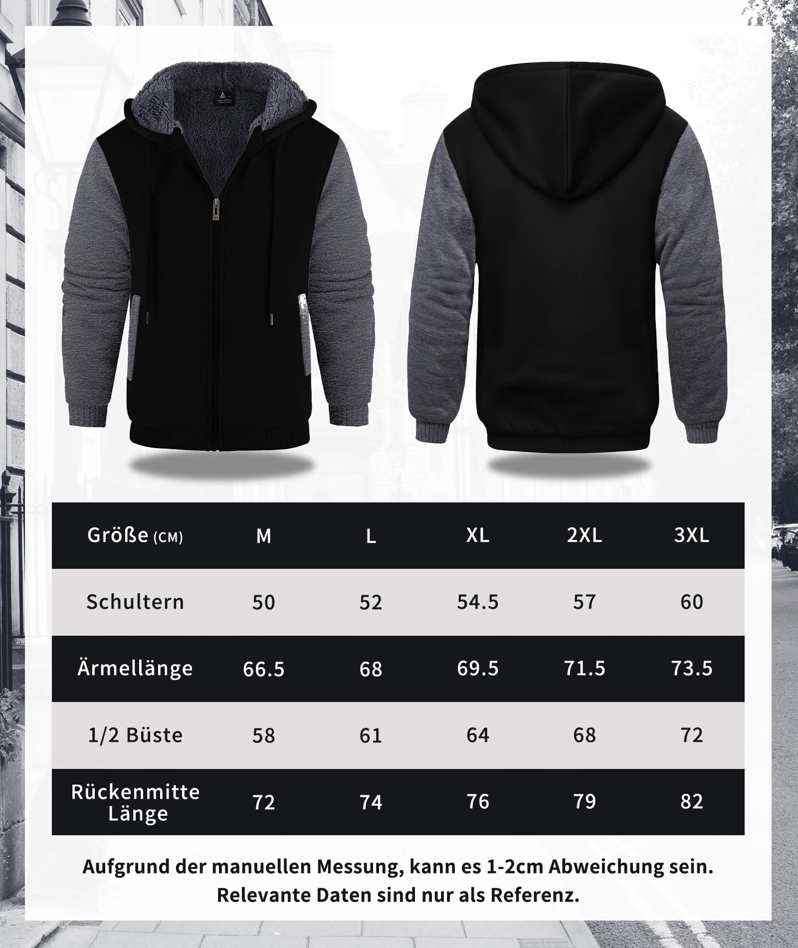 SwissWell Herren Fleecejacke Full Zip Kapuzenjacke Winter Sweatjacke mit Kapuze Gefütterte Hoodie Männer