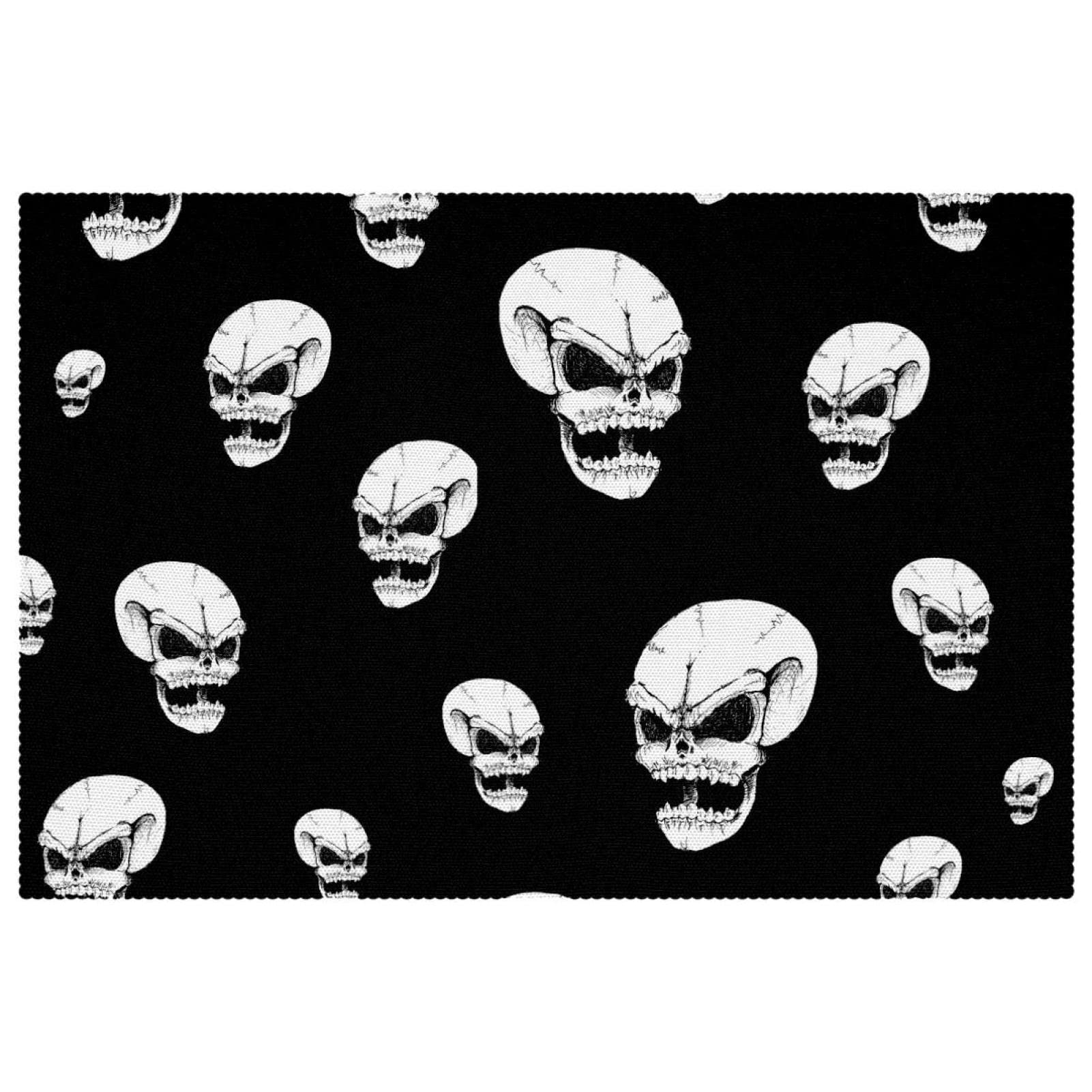 Set de table tête de mort noir antidérapant lot de 6 pour repas rock