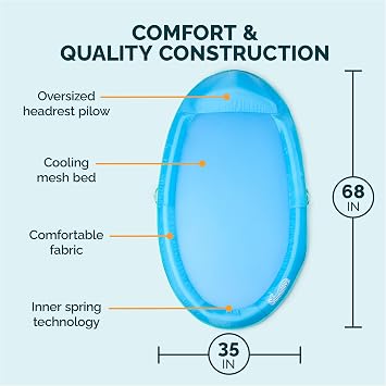 SwimWays Spring Float Premium Hammock Lounger, Inflatable Pool Floats Adult with Fast Inflation for Ages 15 & Up