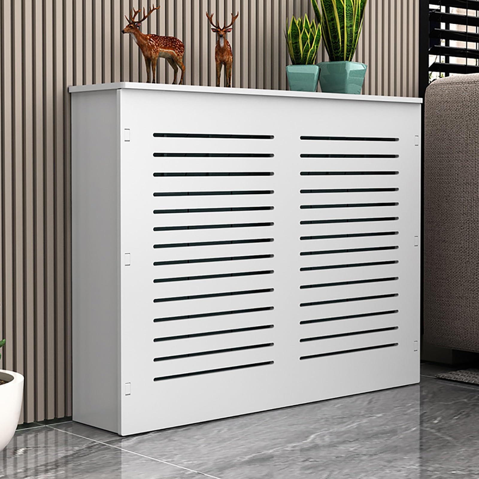 Radiator Cover Heating Cabinet Shelf, Modern Louvered Grill Shelf Cabinet, Radiator Covers for Home, Punch-Free Installation, Shielding Storage Design(60x80x15cm/24x31x6in)