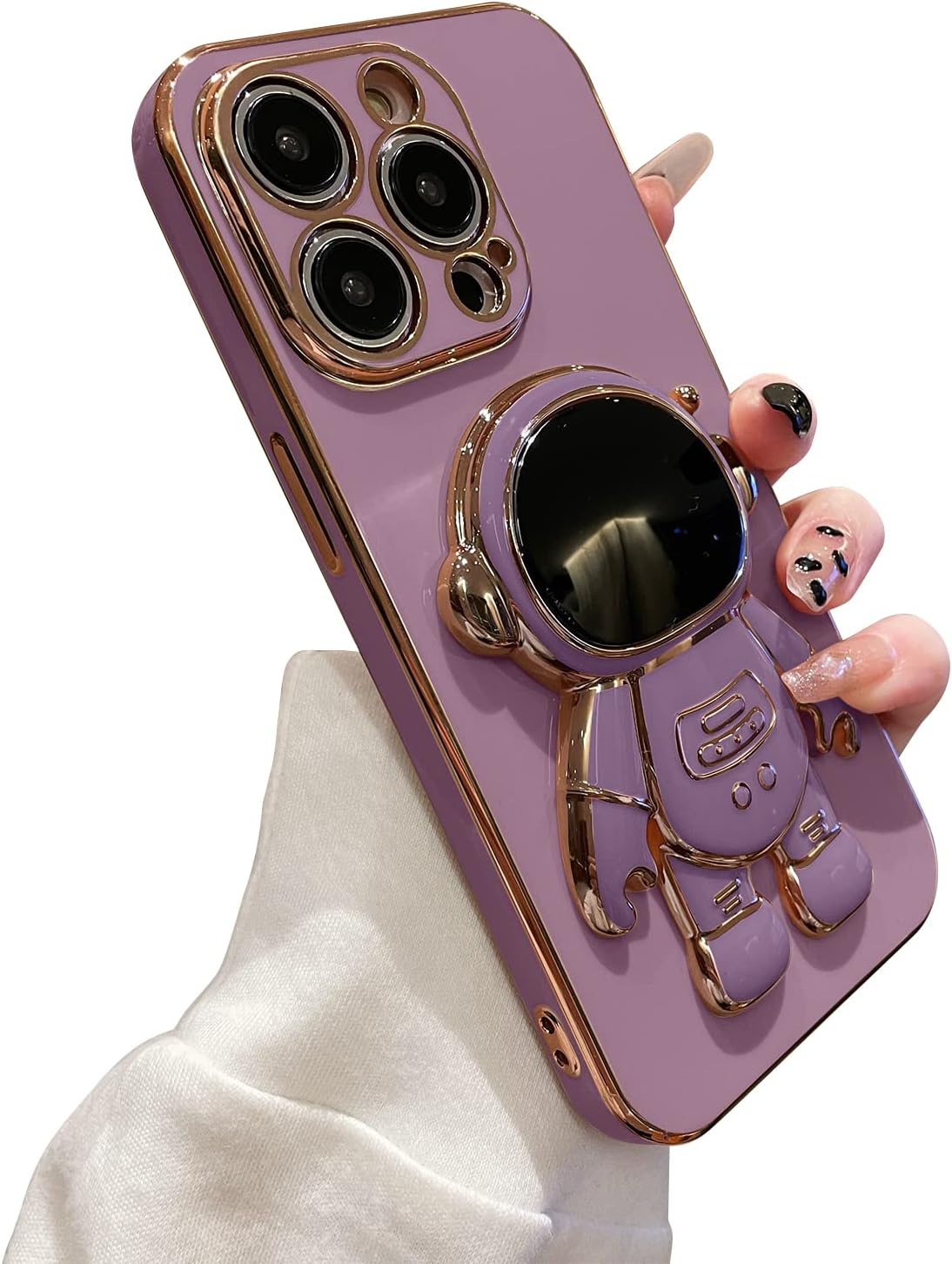 MZELQ Compatible with iPhone 14 Pro Max Case Plating Astronaut Kickstand Cute