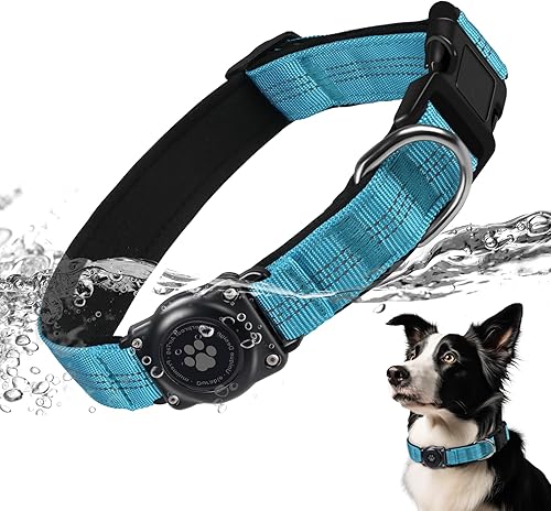 AirTag - Collar de perro, resistente al agua IP68, soporte para collar de perro, reflectante, ultra duradero, cómodo acolchado, collares de perro