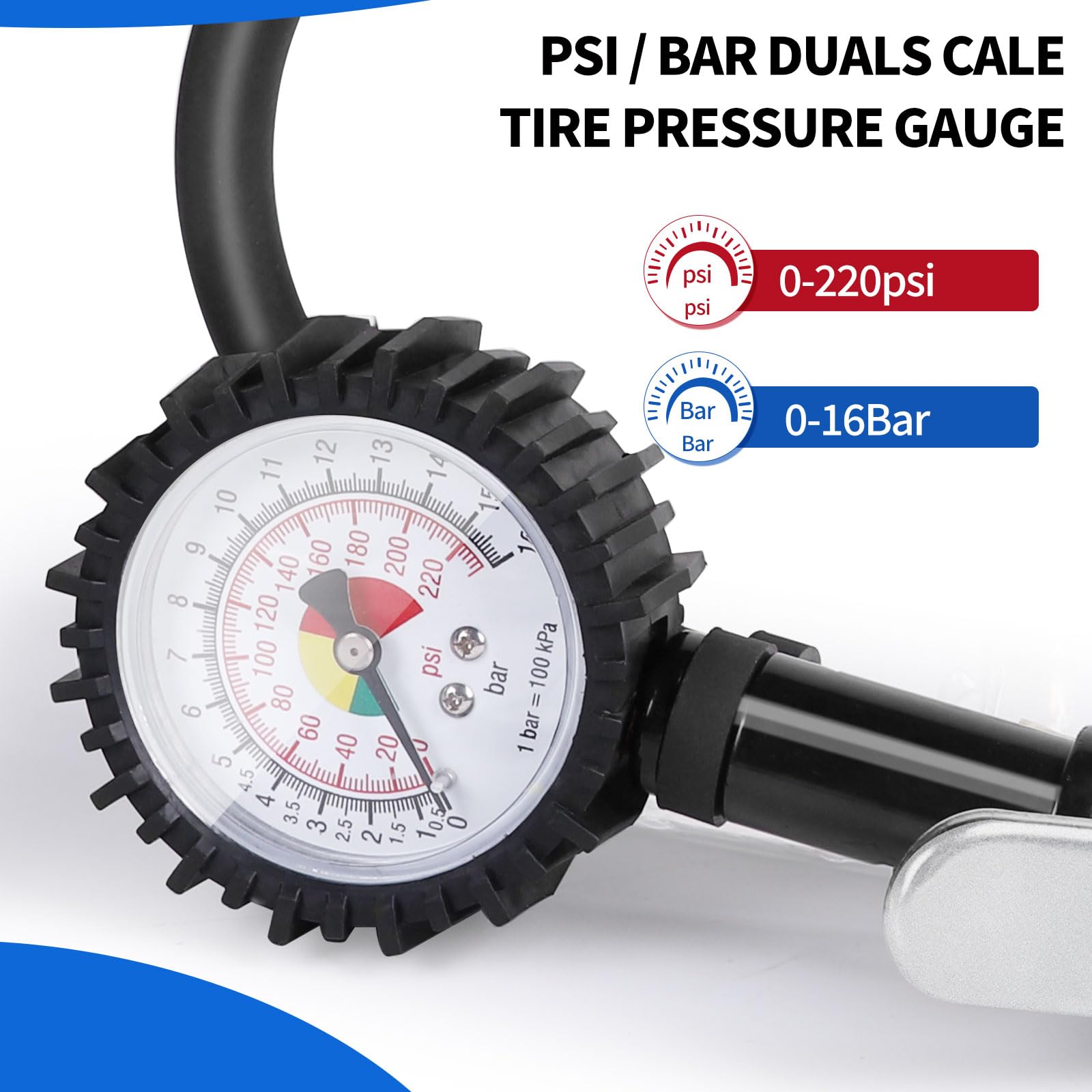 Manometro Pressione Gomme Digitale SWAWIS 220 PSI - Kit Gonfiaggio Per Auto, Moto E Bici - Foto 8