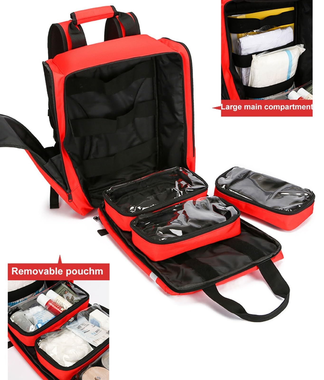 REHOOF Mochila Médica De Emergencia Casa, Bolsa De Trauma De Primeros Auxilios con Reflectante, Impermeable Y De Gran Capacidad, Bolsa Vacía De Primeros Auxilios para Senderismo Viajes Excursiones B