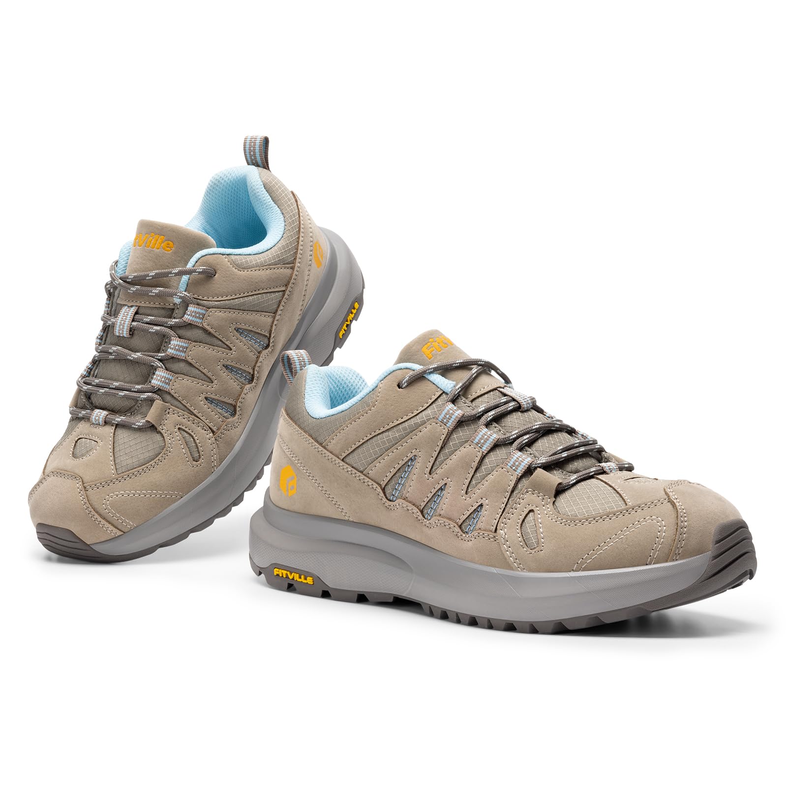 FitVille Chaussures Randonnée Femme Pieds Larges Outdoor Baskets Sport Running Antidérapantes Chaussures de Marche Confortable