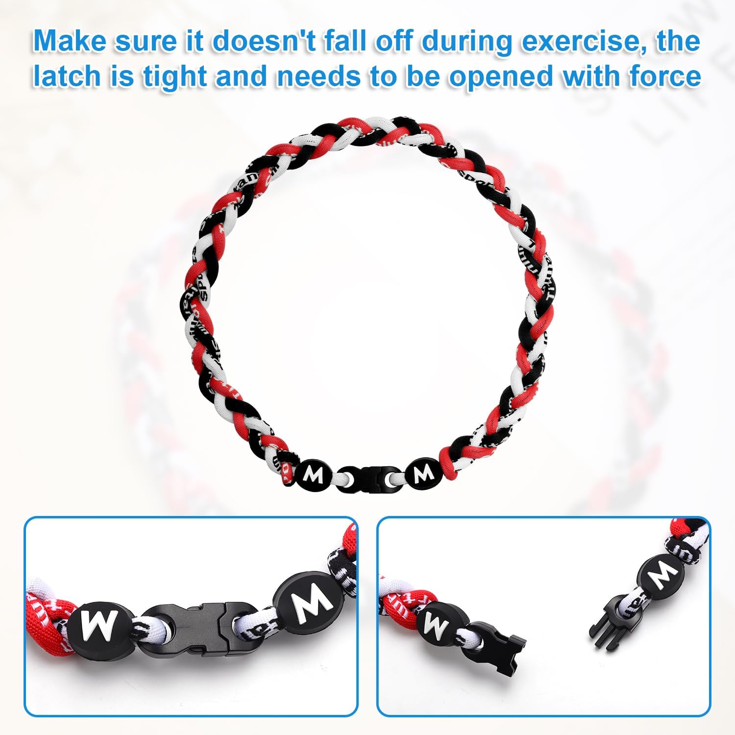 Braided Baseball Necklace, Nylon Tri-Braided Rope Baseball Necklace Baseball Rope Necklaces Tornado Design Sports Necklace Team Gifts for Men Player Softball Fans (Style 3) - Image 4