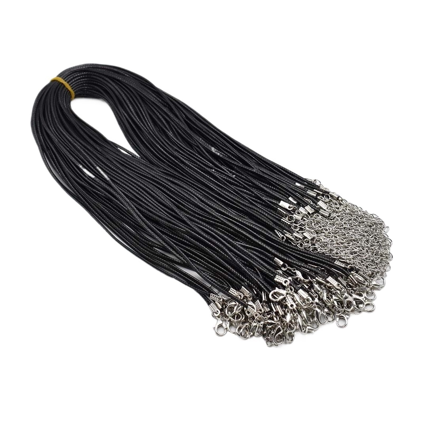 Leather Cord 1.5mm 2mm 45cm 60cm 70cmBlack Mixed Wax Leather Cord Necklace Rope Chain Lobster Clasp DIY Jewelry Accessories 100pcs(1.5mm 45cm 100pc)