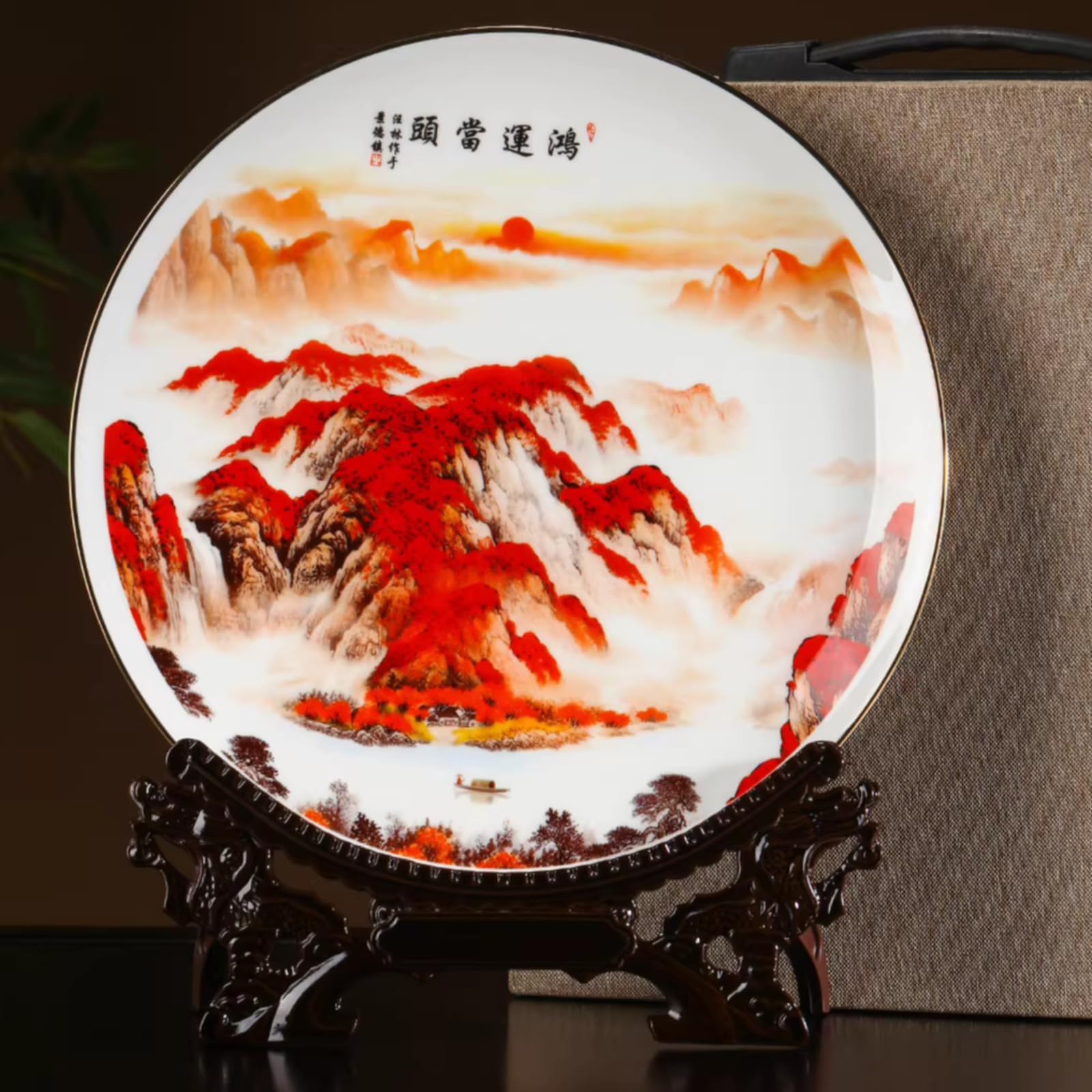 Assiette décorative de Jingdezhen en céramique 26 cm pour salon