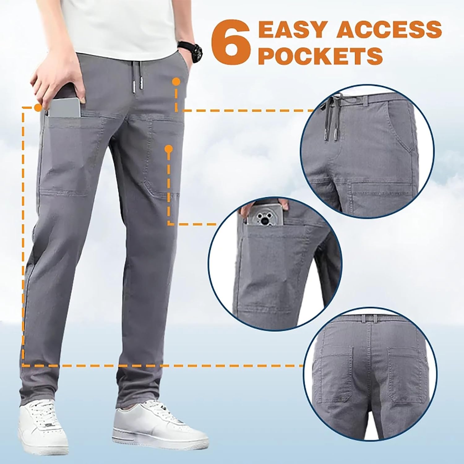 MultiPants - High Stretch Multi-Pocket Durable Cargo Pants Men Comfy Lightweight Drawsting Casual Pants