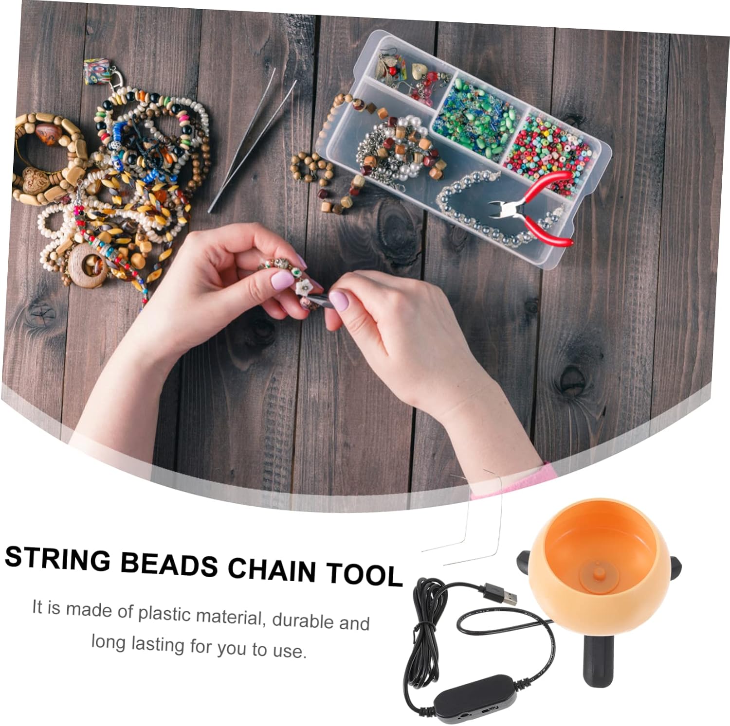 KOCKSHION 1set Electric Beading Crafts Bowl for Jewelry Making for Bracelets and Necklaces Effortless Bead Stringing Tool