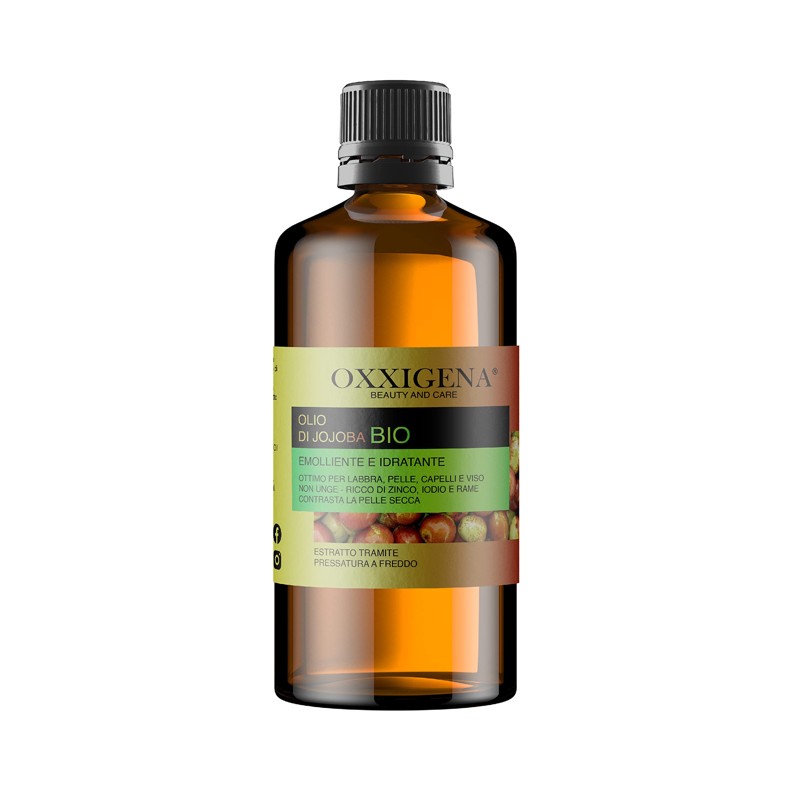 Oxxigena 100% organiczny olejek jojoba i czysty, opakowanie 500 ml, tłoczony na zimno, nawilża i głęboko odżywia skórę, nadaje włosom blasku, wegańskie i wolne od GMO