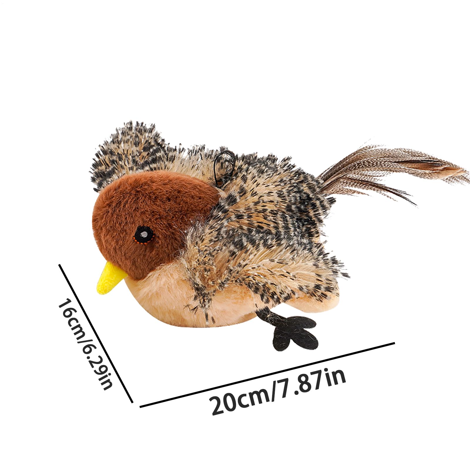 Genérico Chirping Bird Cat Toy, Flapping Wings Interactive Plush Toy, Plush USB Rechargeable Remote Control for Indoor Cats, Stimulates Hunting Instincts, Playtime Companion, 7.87x6.3x3.35 Inches