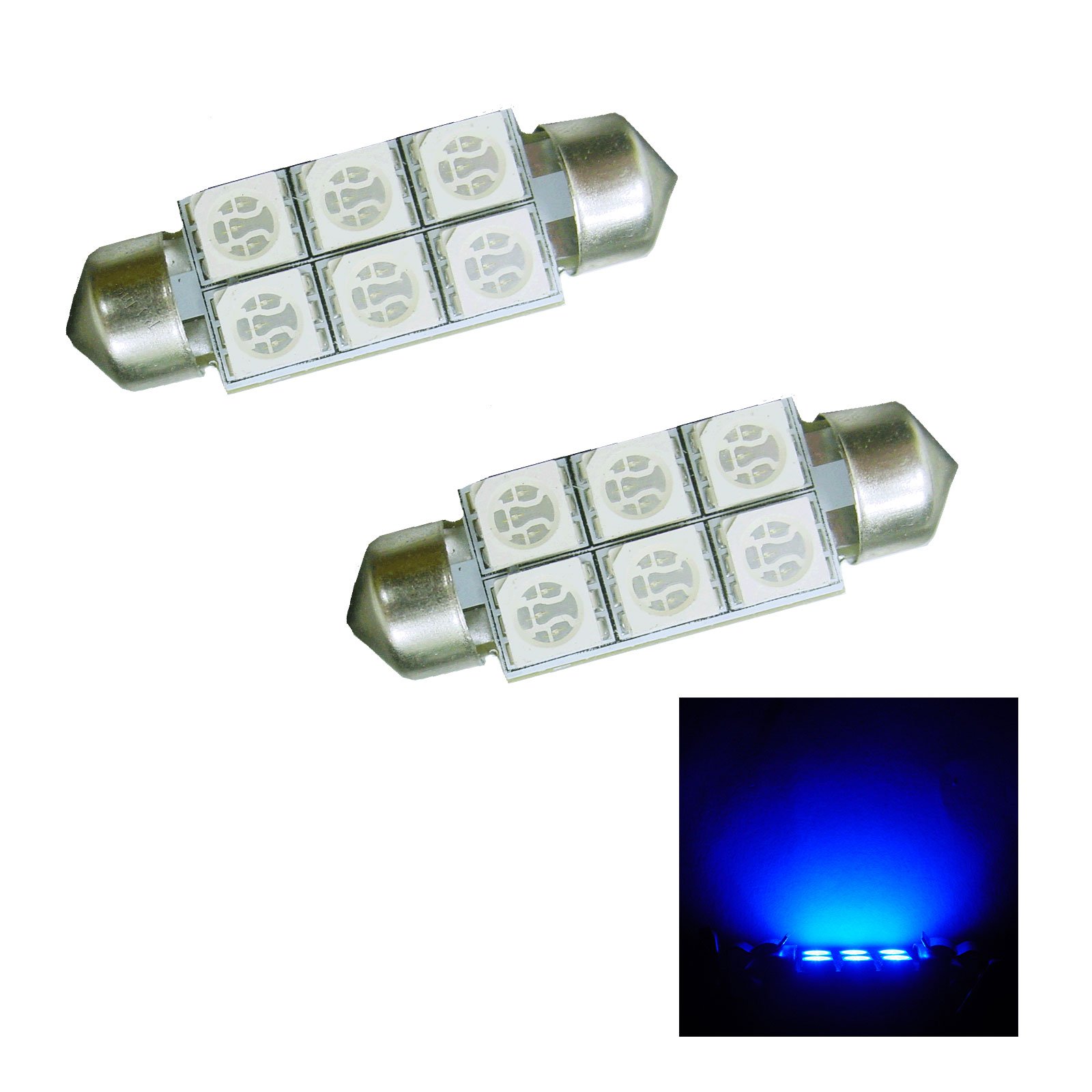 PA LED 4pcs 6-5050 SMD LED Festoon 36mm Dome Interior Light/Interior Light/License Light 12V-Blue