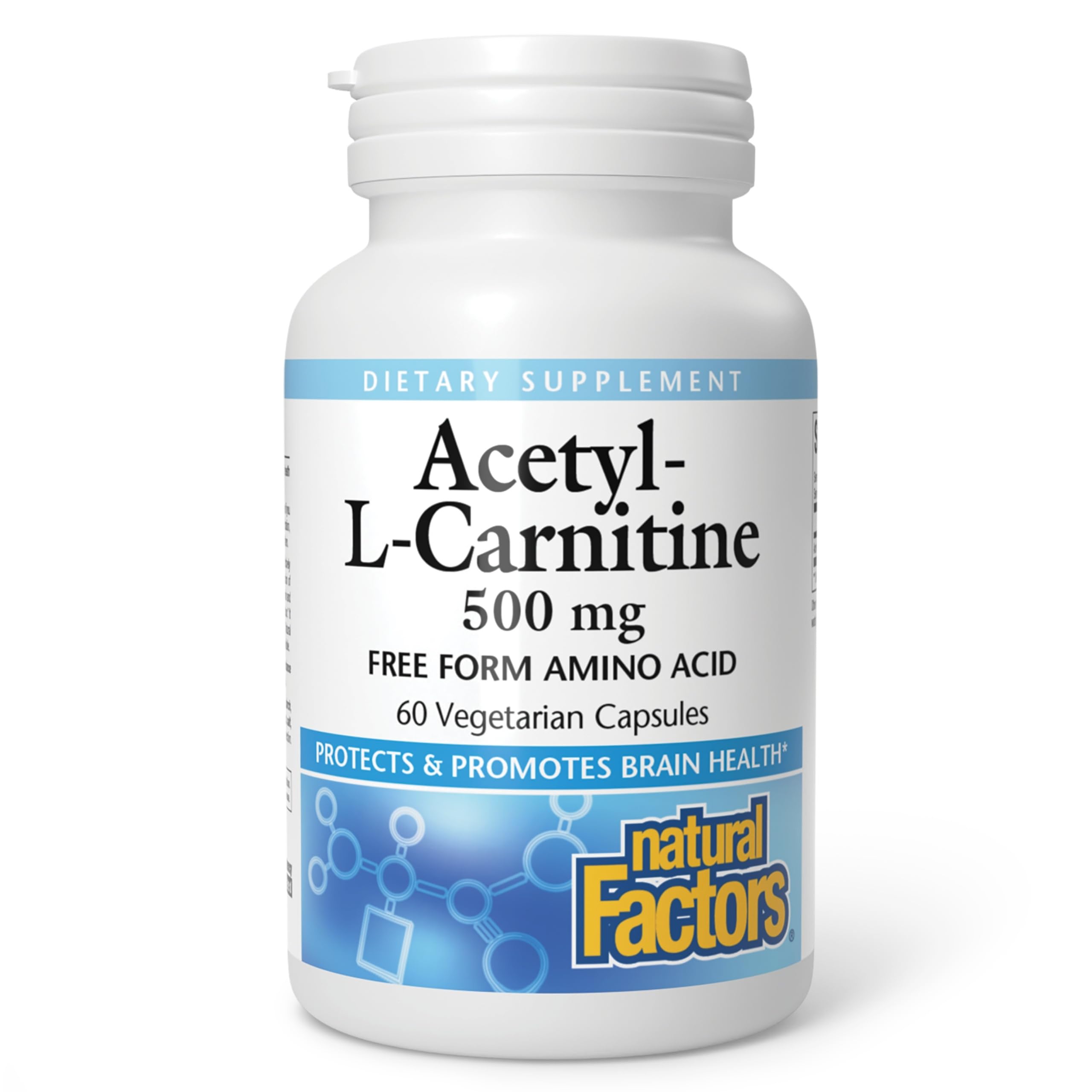 Amazon.com: Natural Factors Acetyl L-Carnitine 500 milligrams, 60  Vegetarian Capsules : Everything Else
