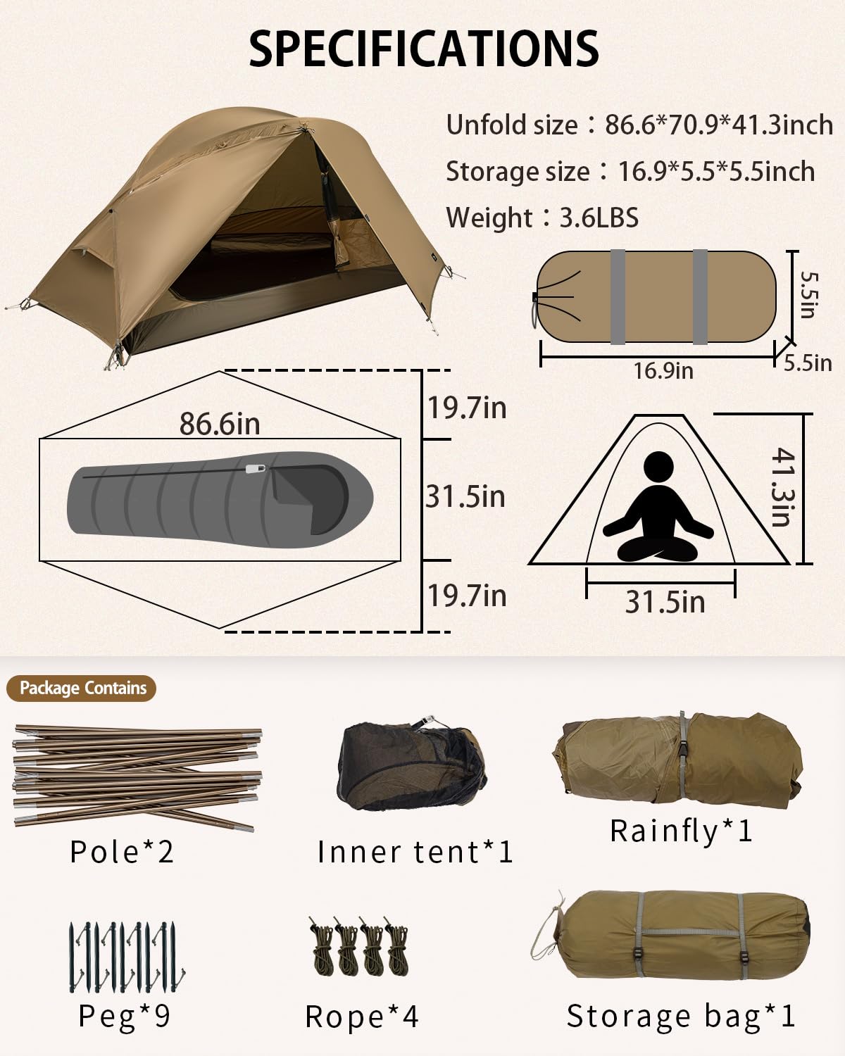 Amazon.com : MC TOMOUNT Backpacking Tent Ultralight Nylon 1 Person