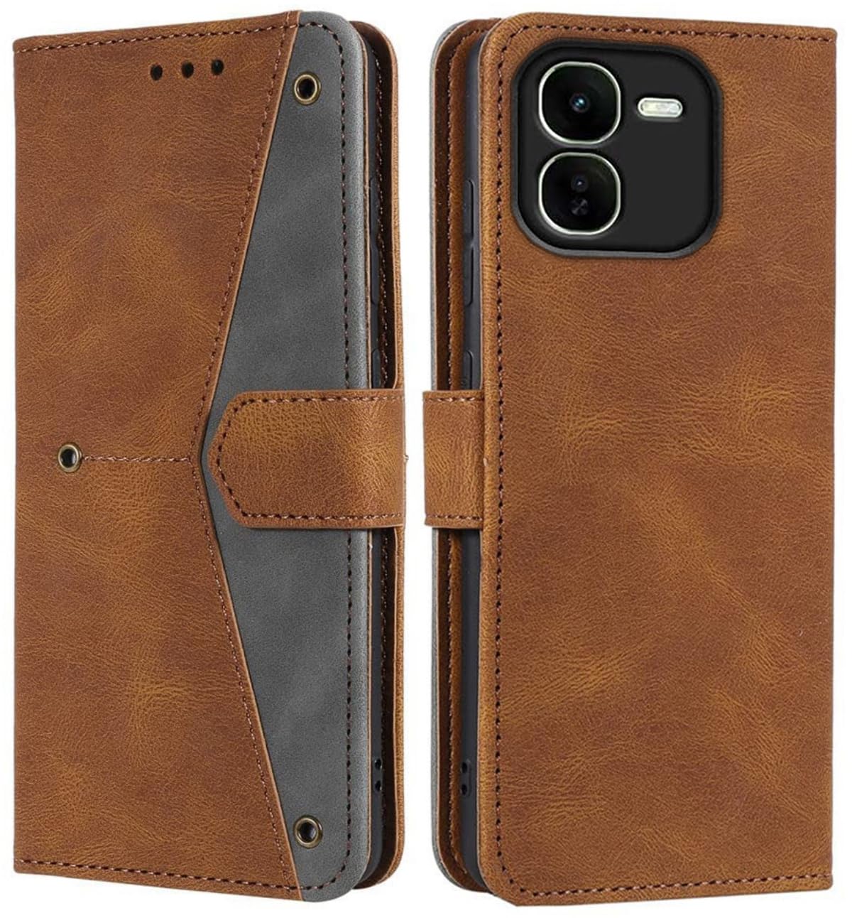 GoldKart Flip Back Cover Case for iQOO Z9x 5G | Dual-Color Leather Finish | Inbuilt Stand & Pockets | Flip Cover for iQOO Z9x 5G (Faux Leather, Brown) (B0D8G5WV3L) Amazon Price History, Amazon Price Tracker