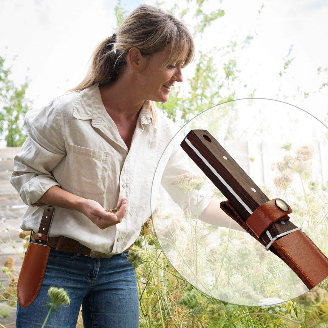 Hori - Coltello da giardino in acciaio inossidabile per lavori di giardinaggio Nero